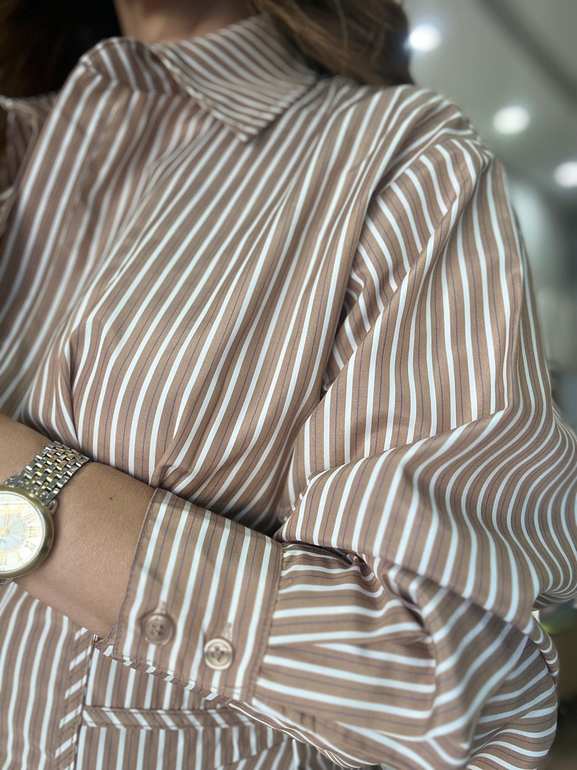 Latte Stripes Short Dress