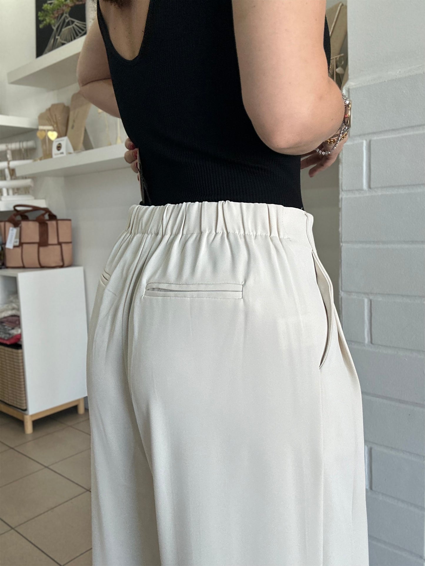 Loose Wide Leg Pant (Light Ivory)