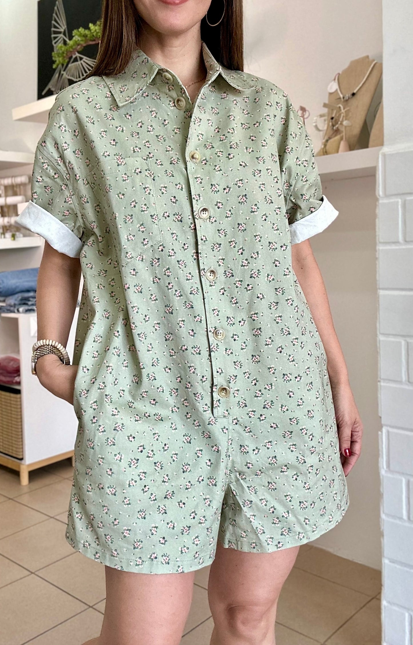 Print Sage Romper