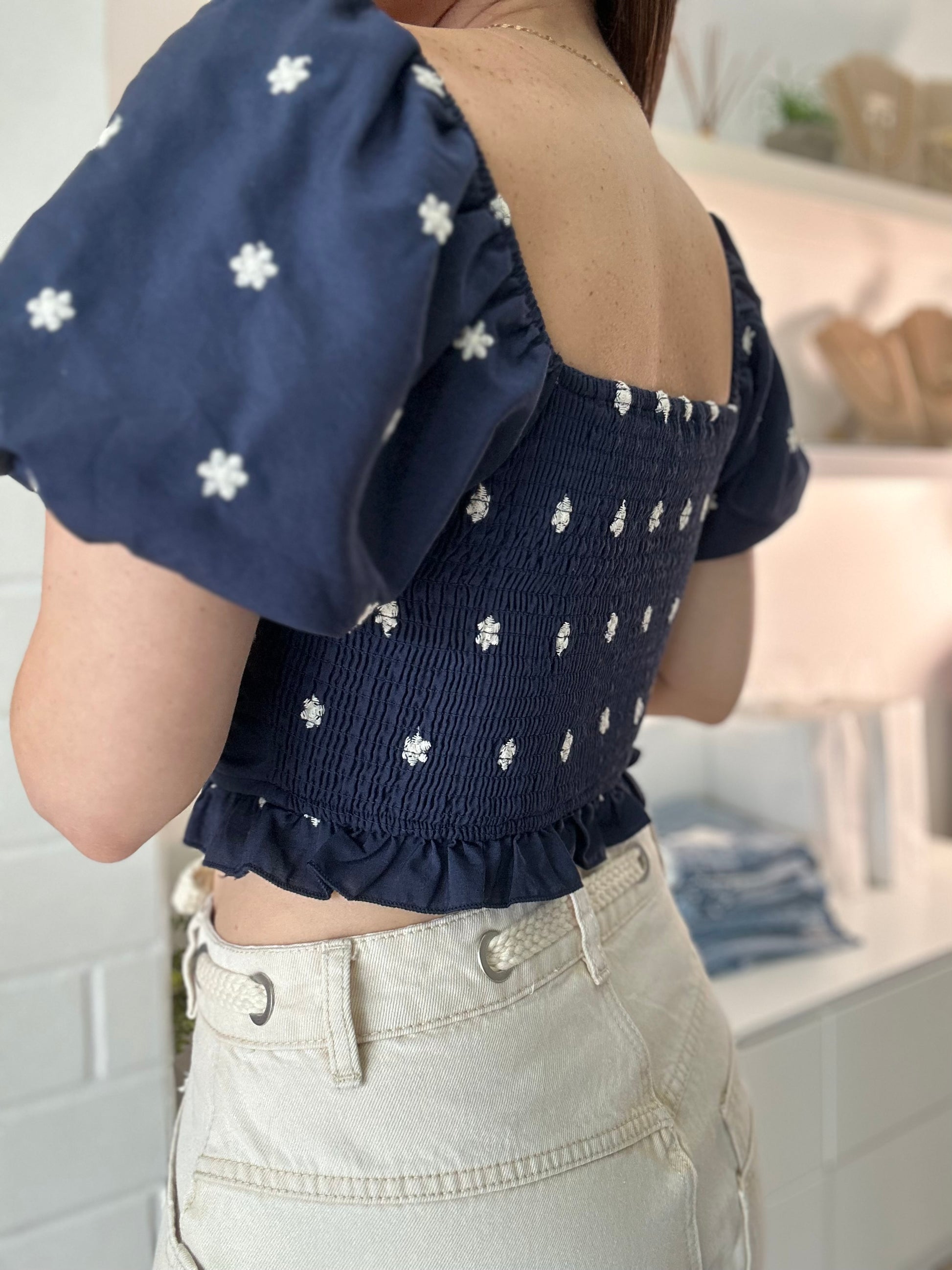 Navy Cropped Top
