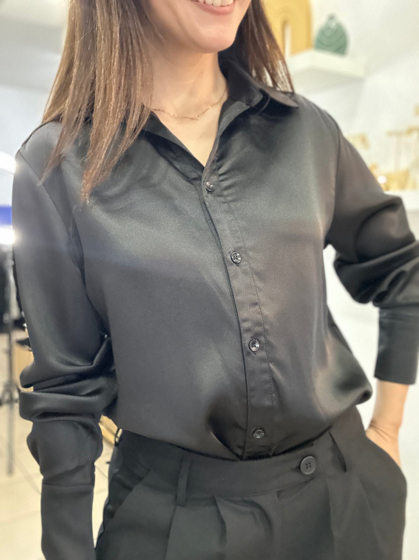 Satin Black Blouse