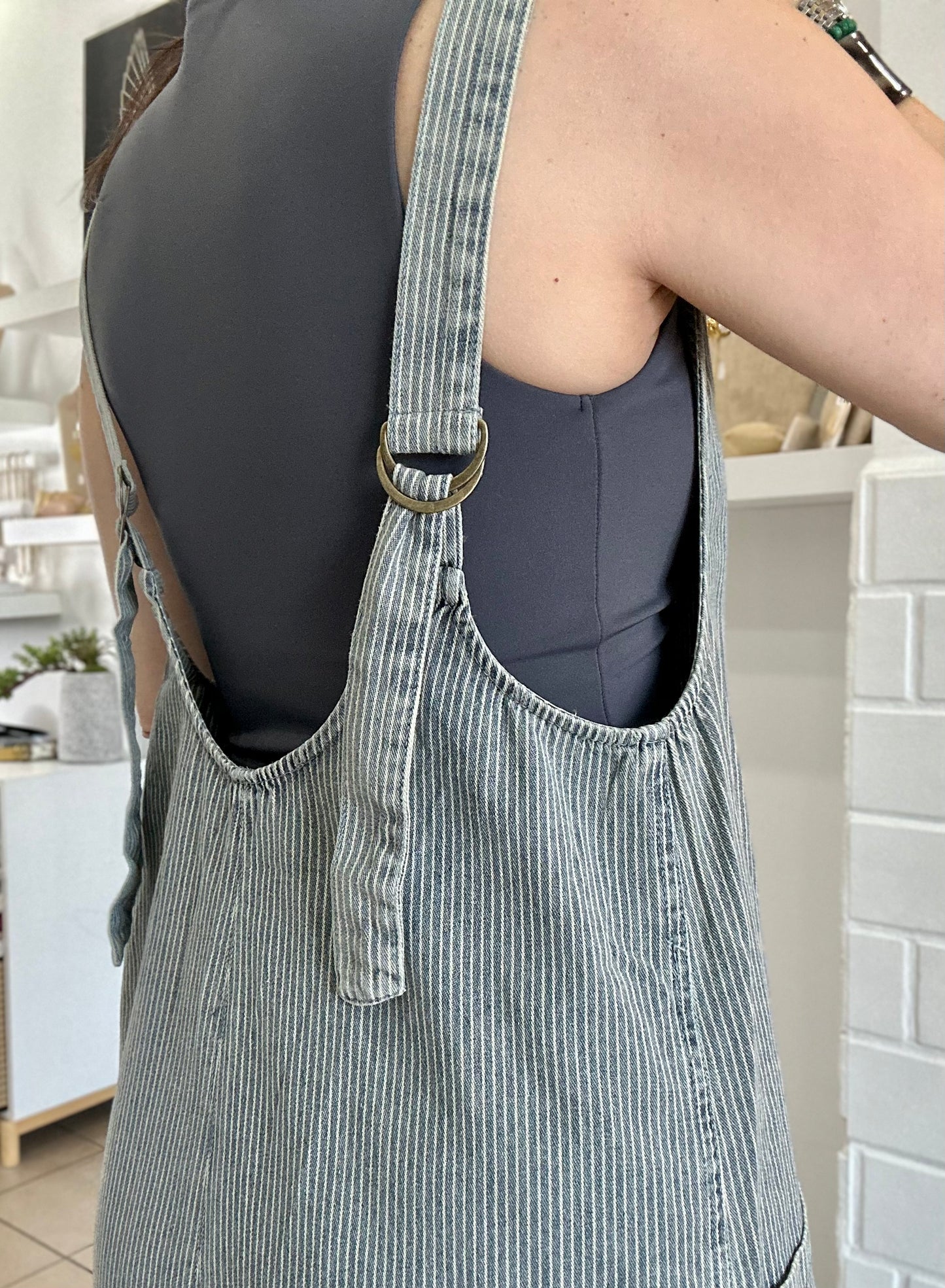 Striped Denim Overall