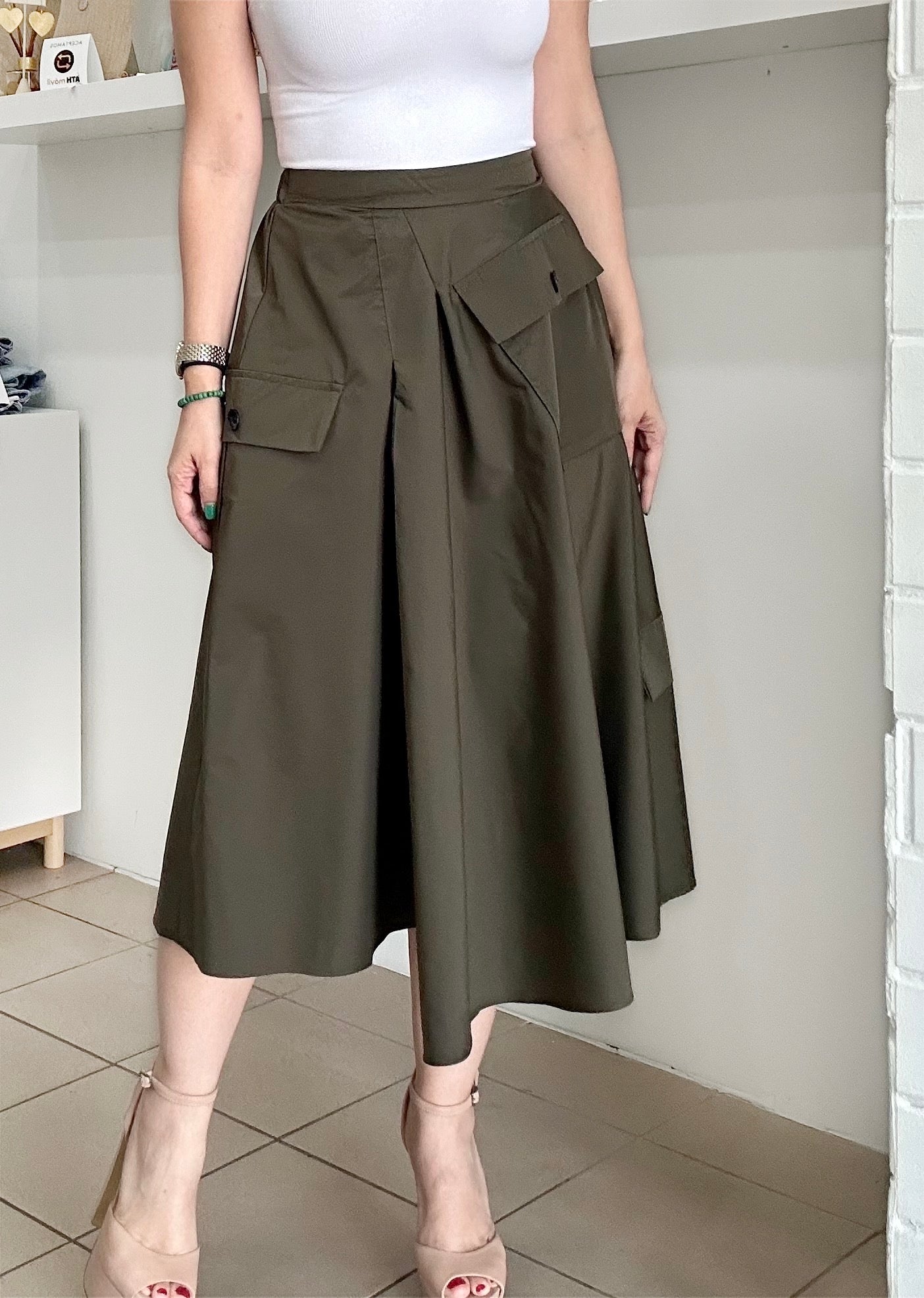 Asymmetric Midi Skirt