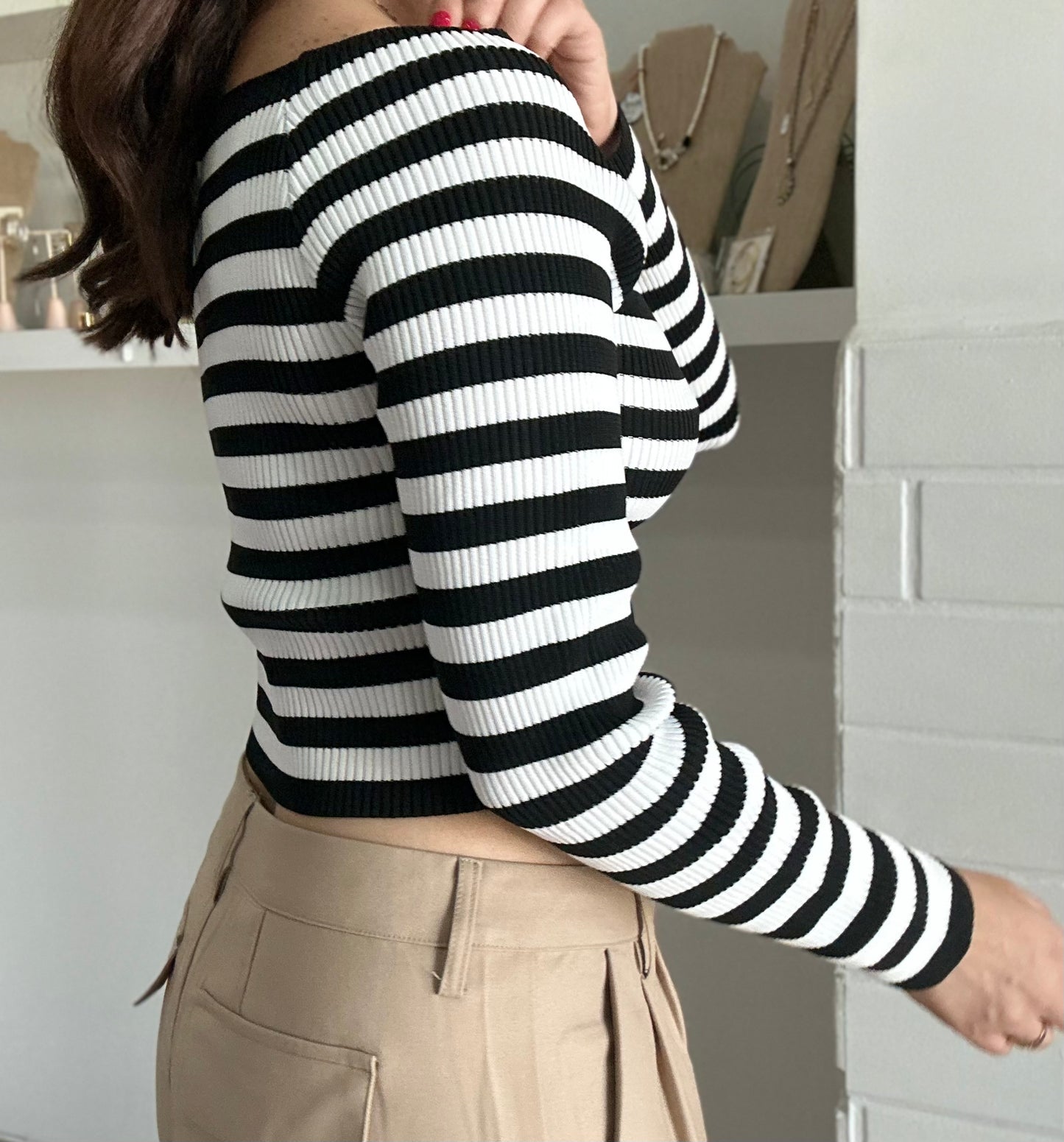 Stripe Off Shoulder Top