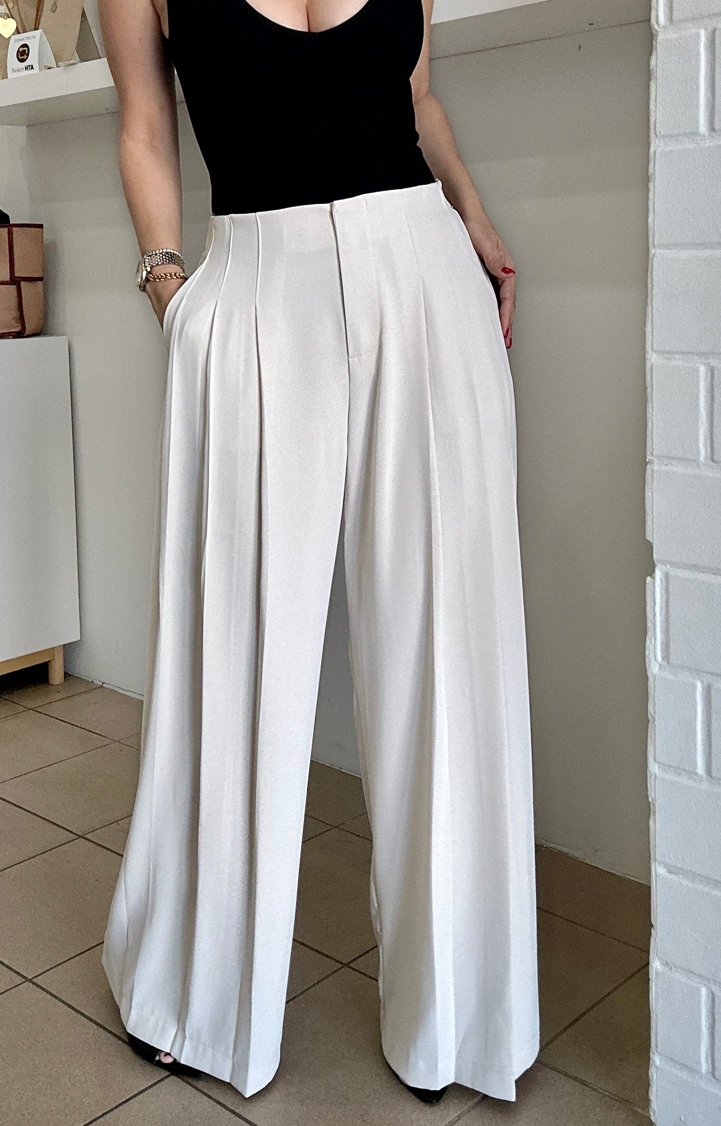 Loose Wide Leg Pant (Light Ivory)