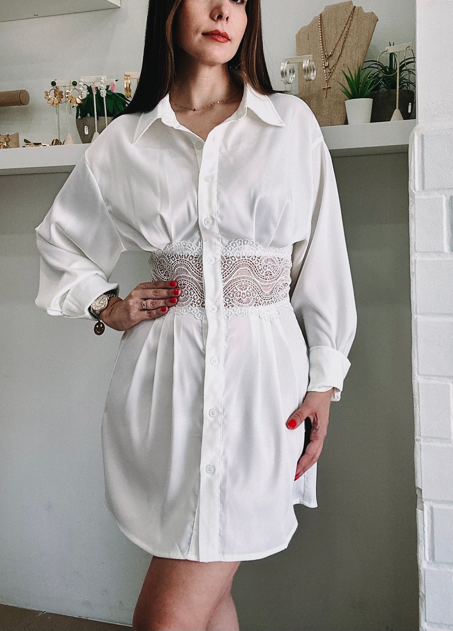 Laced Shirt Dress