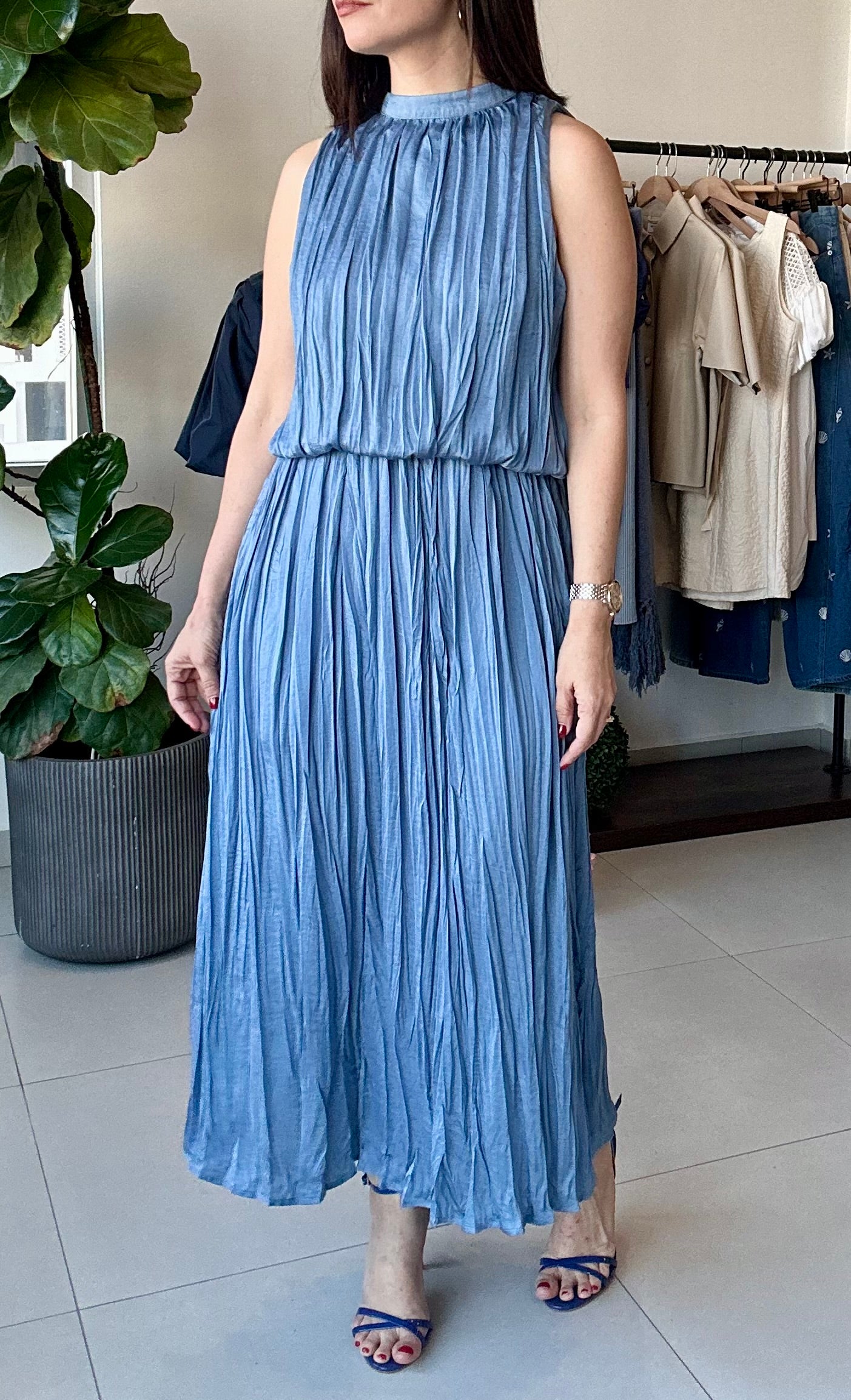 Slate Pleated Dress