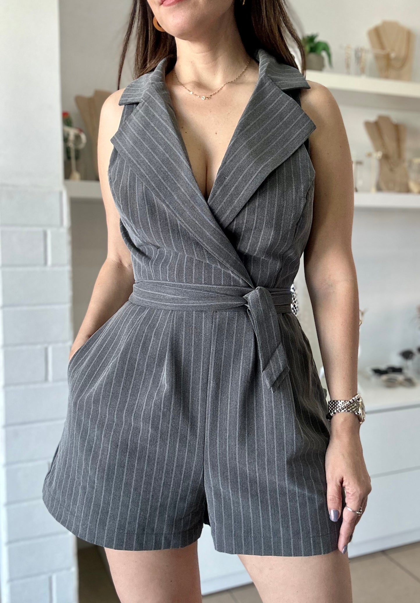 Chic Grey Romper