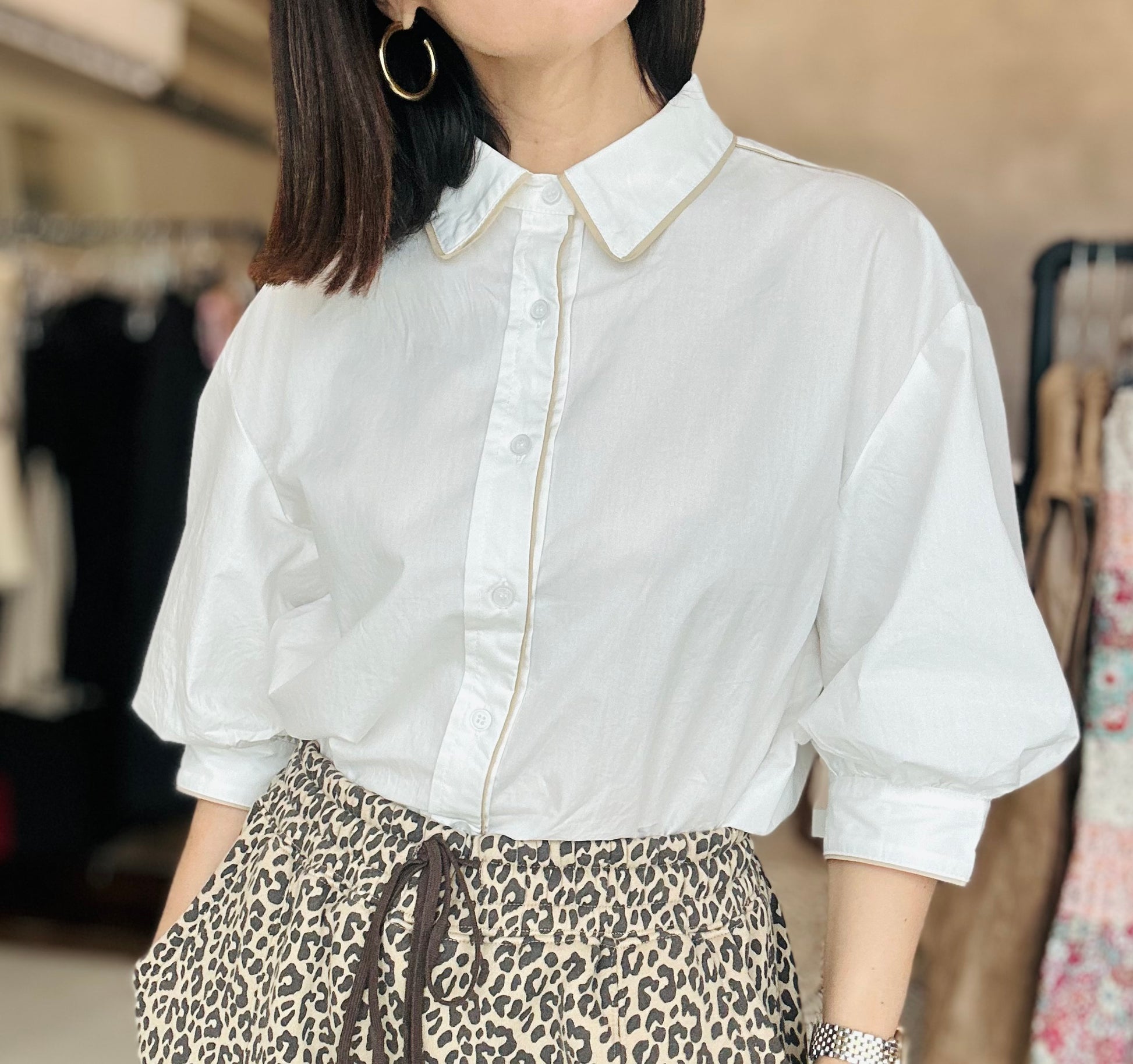 Latte Trim Blouse