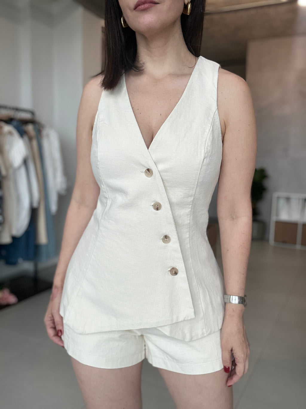 Asymmetric Vest and Shorts Set