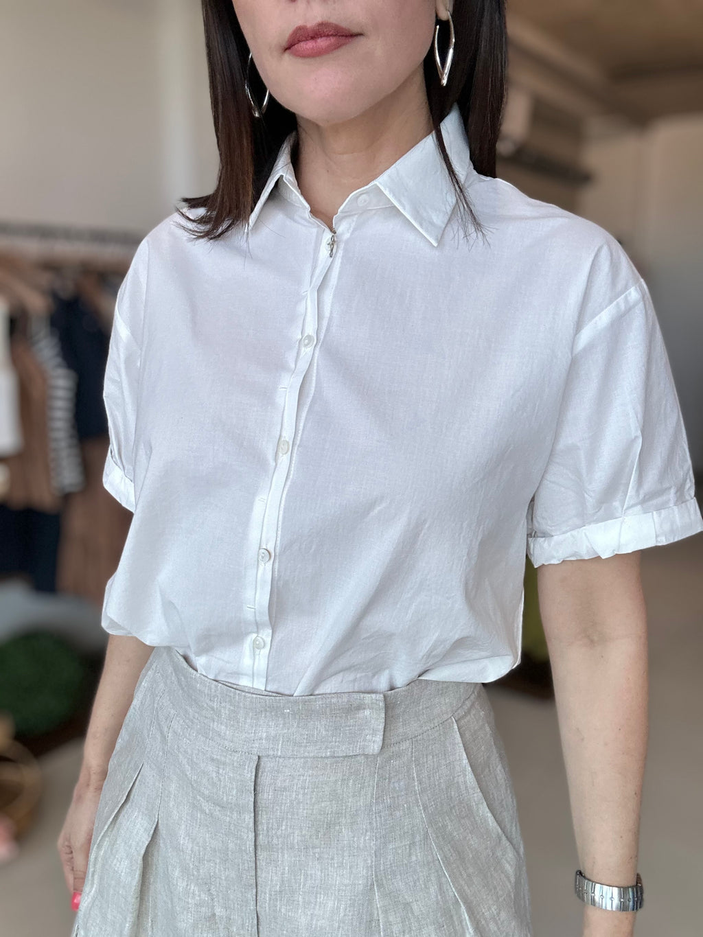 Relaxed Short Sleeve Button-Up Shirt