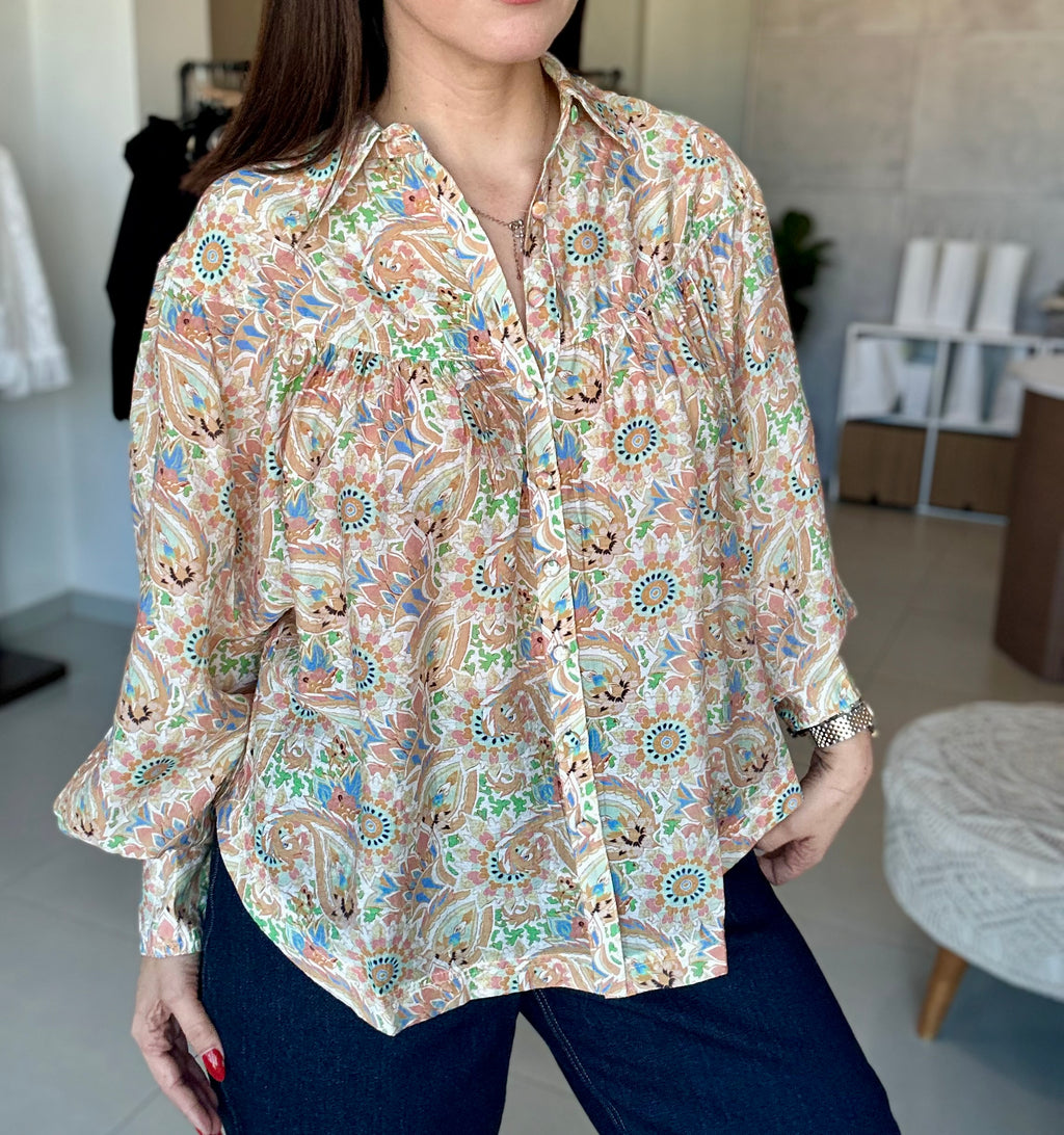 Paisley Button Down Blouse