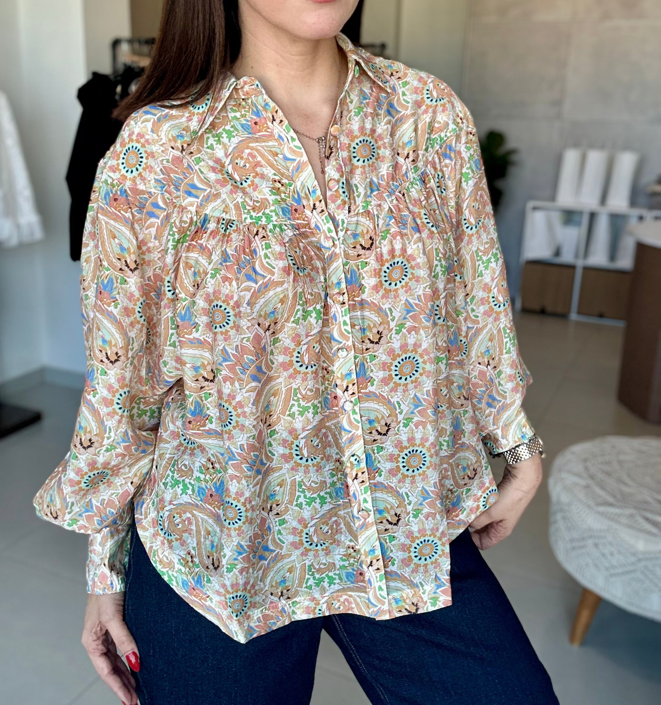 Paisley Button Down Blouse