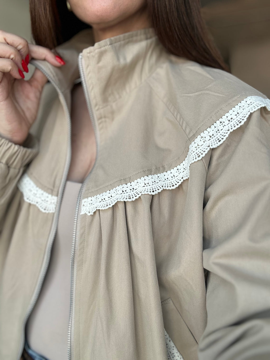 Lace Bomber Jacket