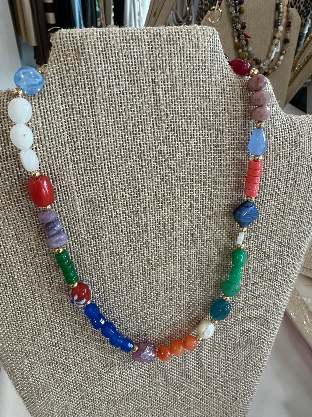 16" Hand Made Happy Stones  Necklace