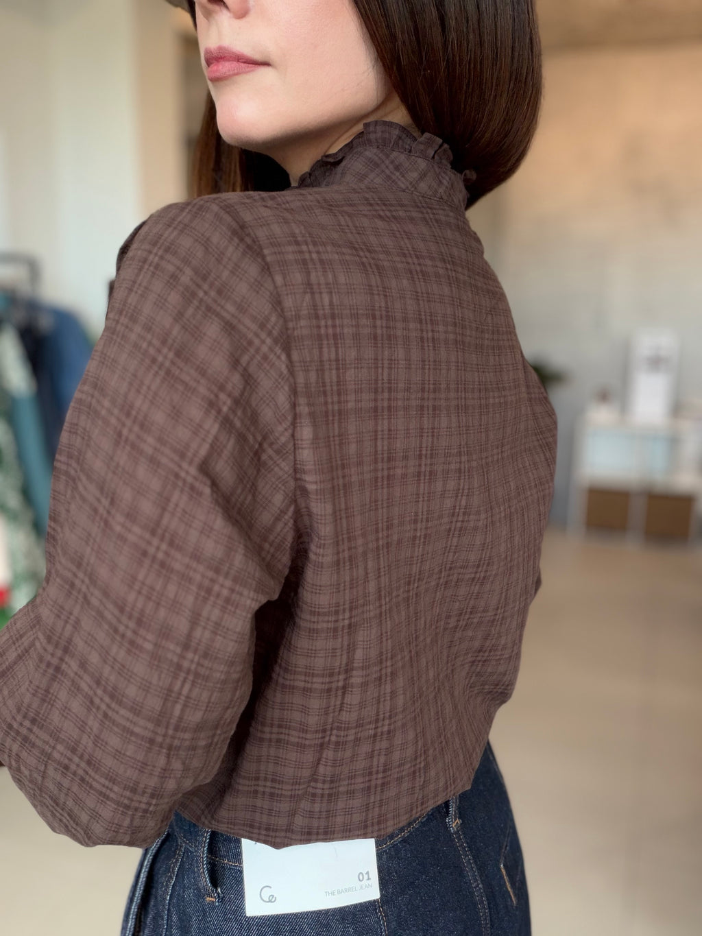 Subtle Plaid Ruffle Top