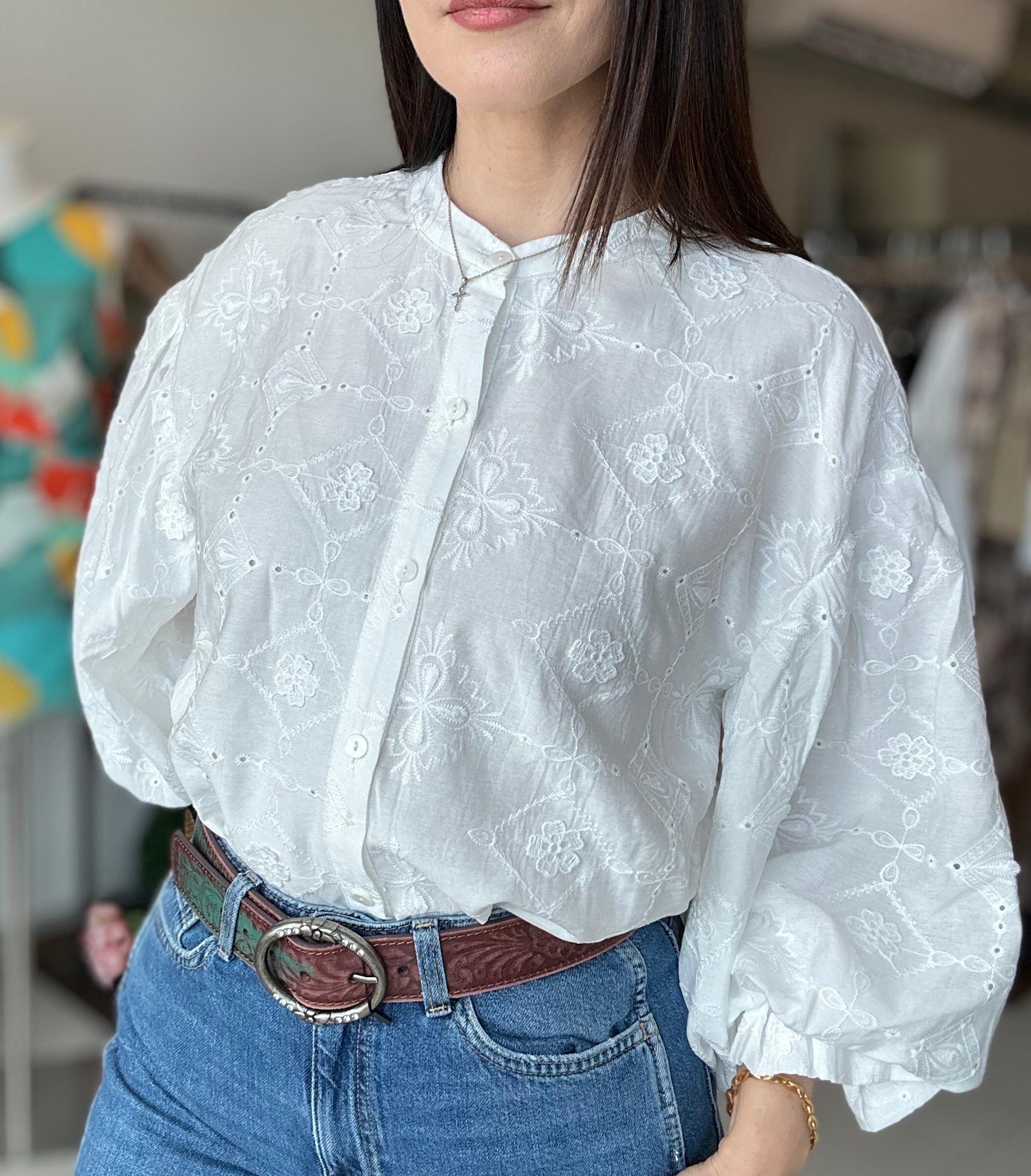 Floral Eyelet Blouse