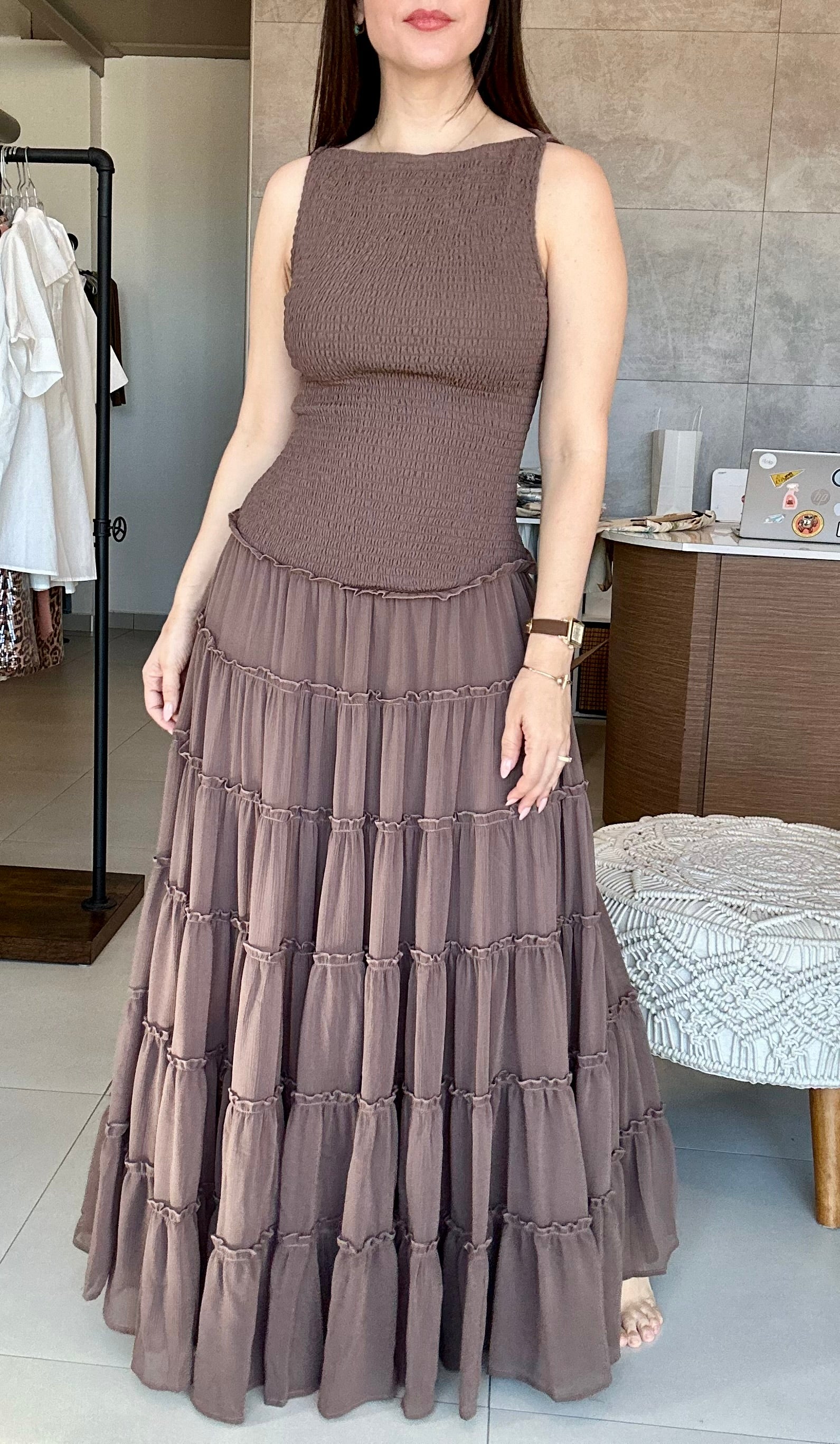 Smocked Chiffon Dress