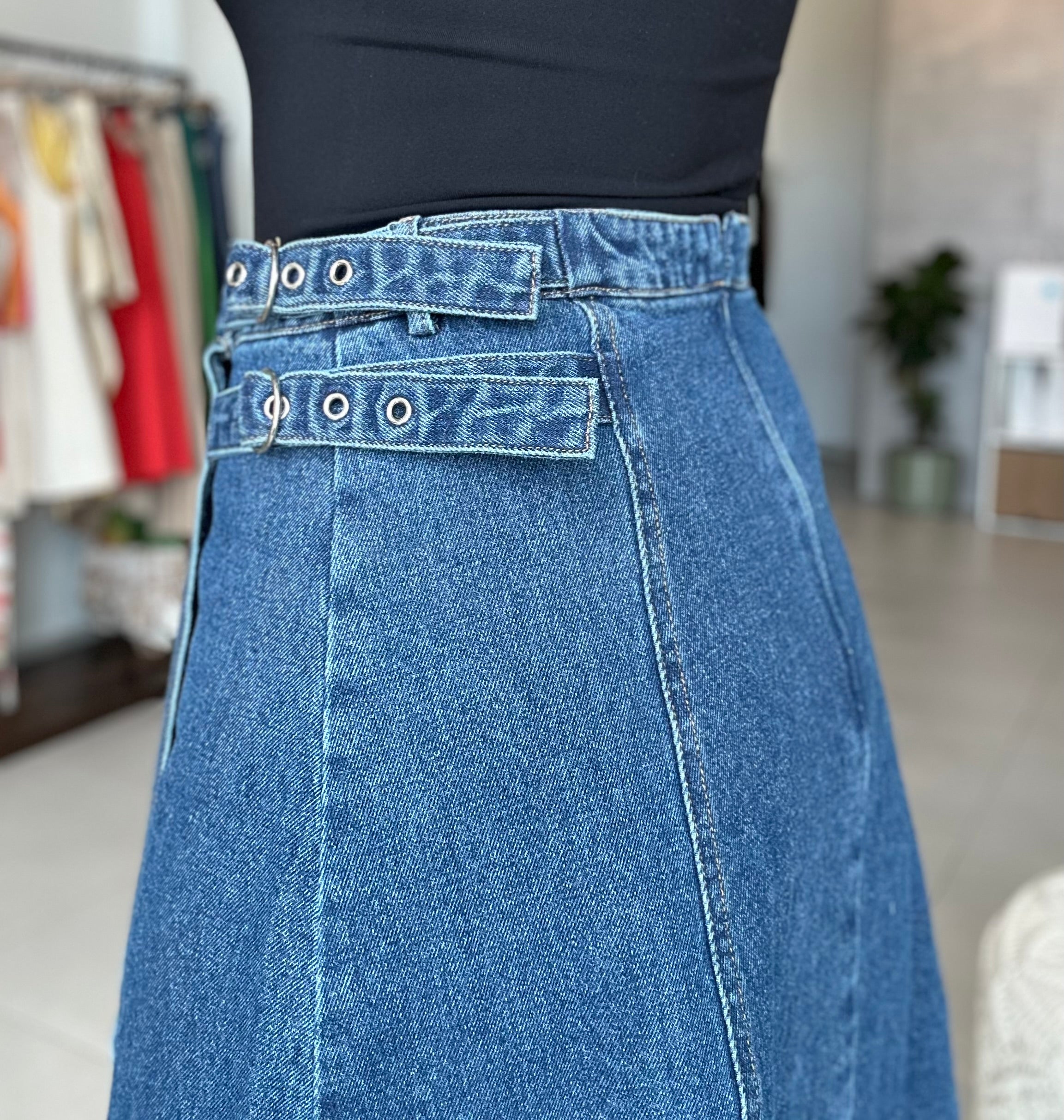 Crossover Denim Skirt
