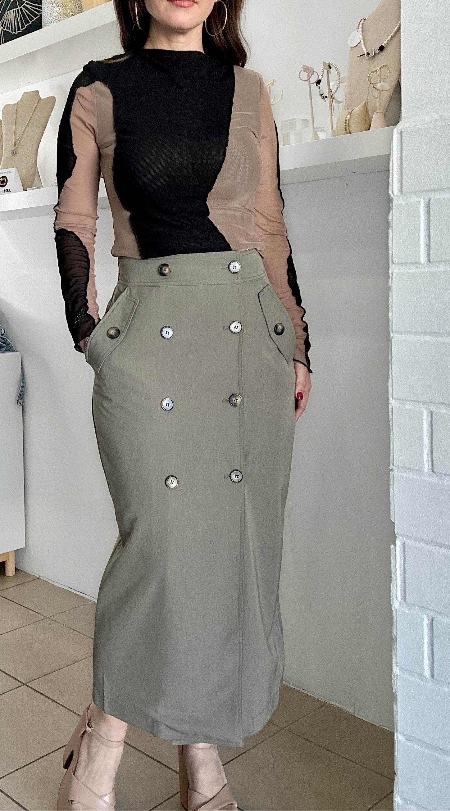 Olive Midi Skirt
