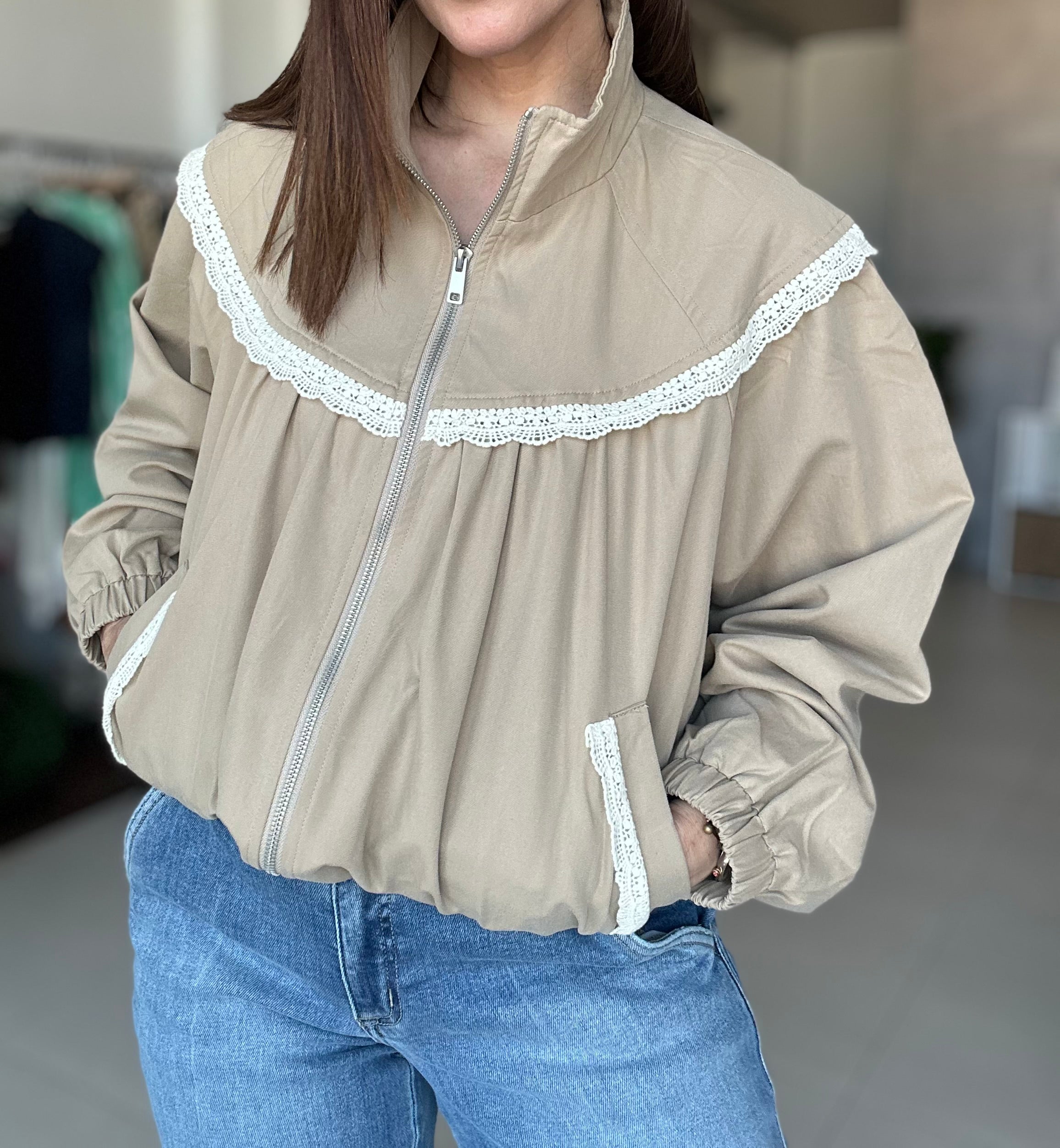 Lace Bomber Jacket