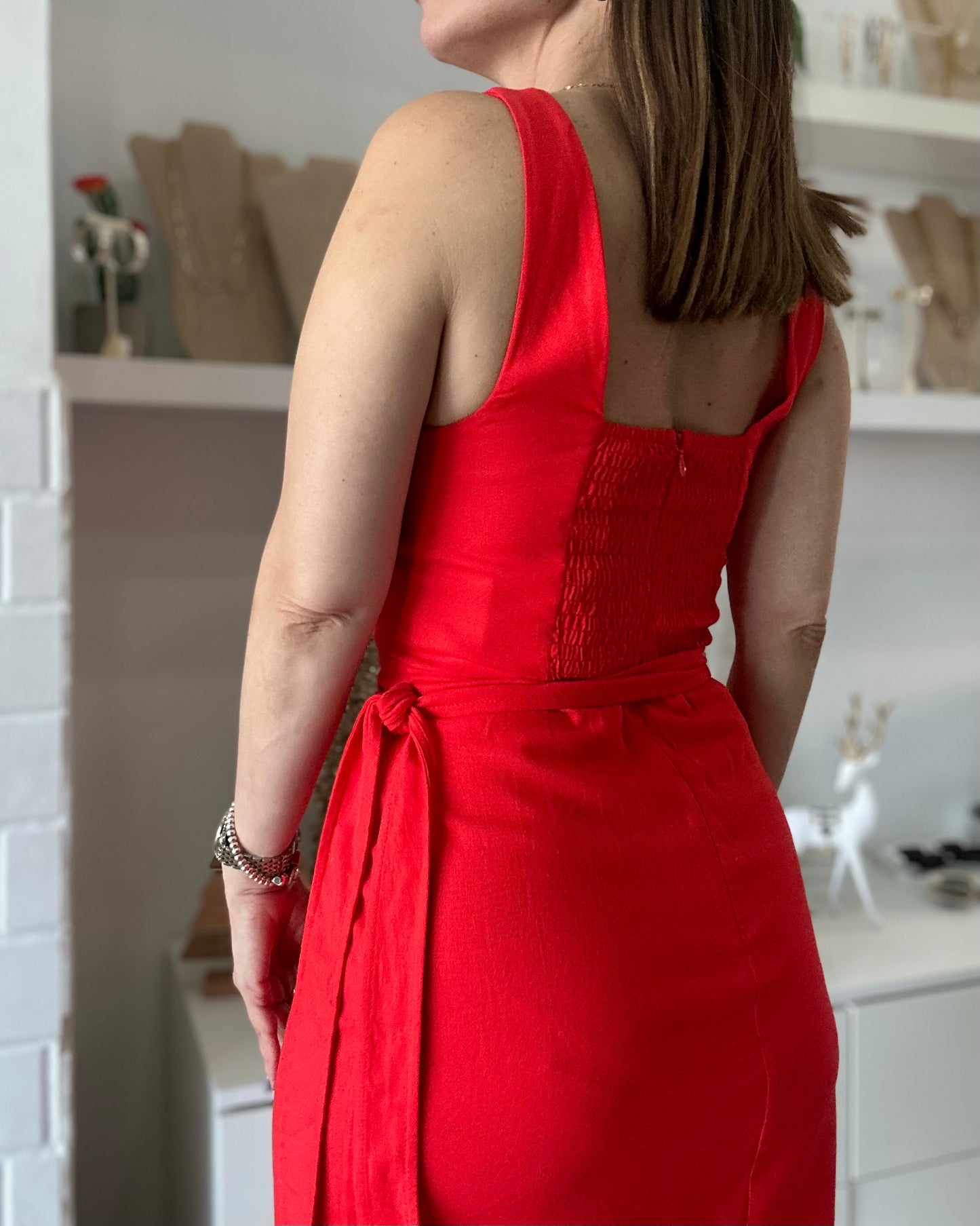 Linen Red Dress