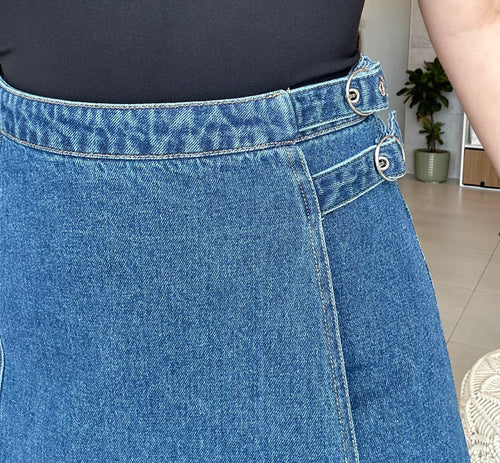 Crossover Denim Skirt