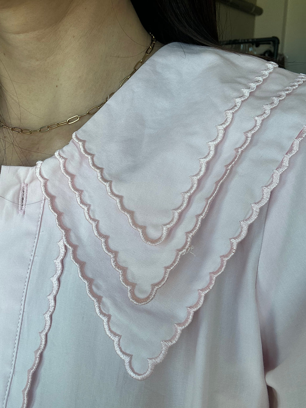 Double Collared Blouse (Baby Pink)