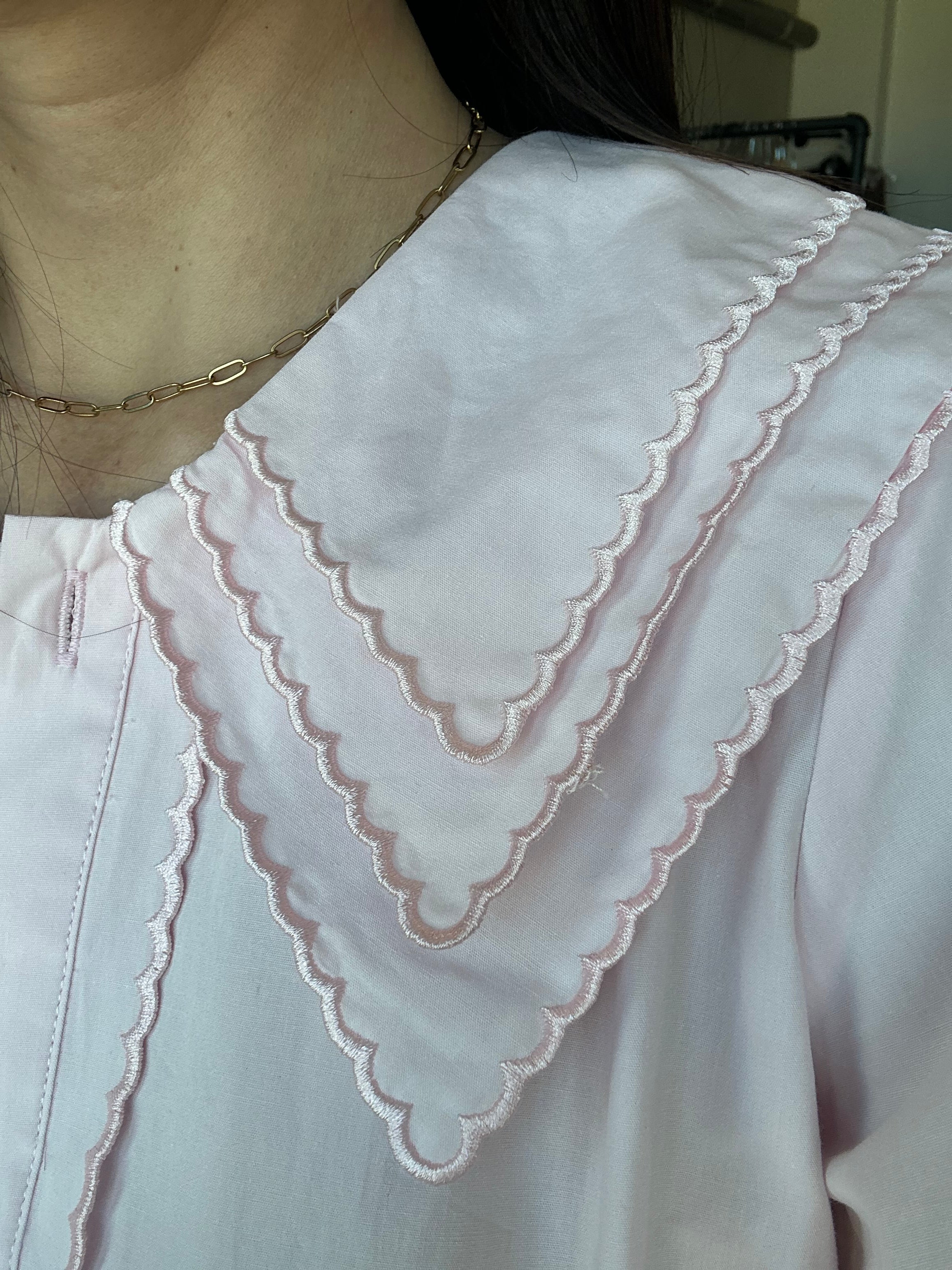 Double Collared Blouse (Baby Pink)