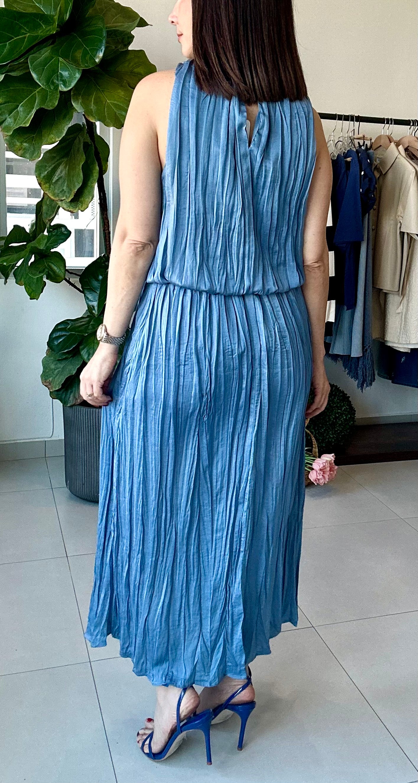 Slate Pleated Dress