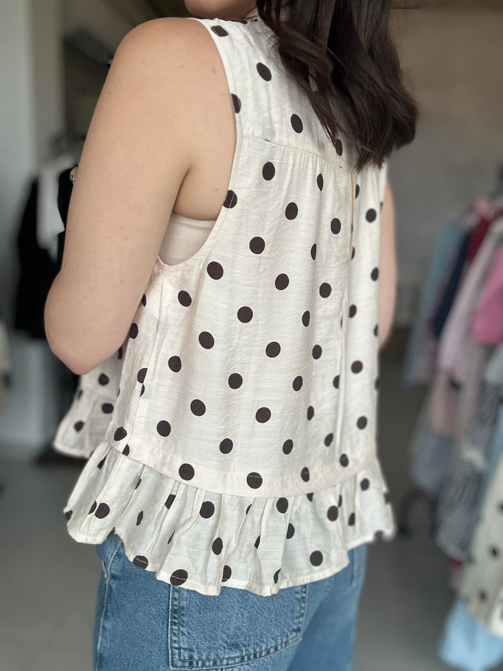 Dotted Tie Blouse
