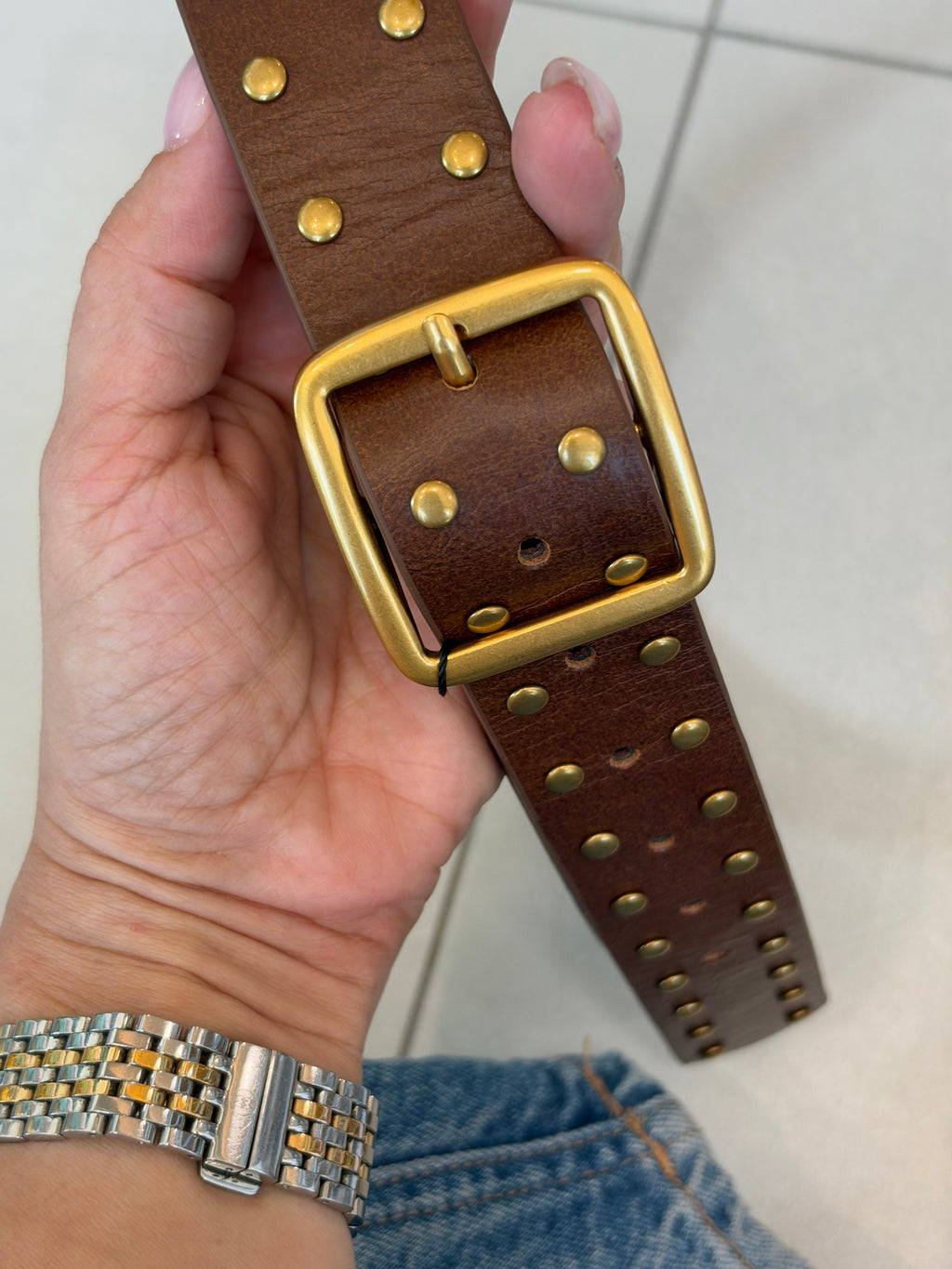 Stud Leather Belt
