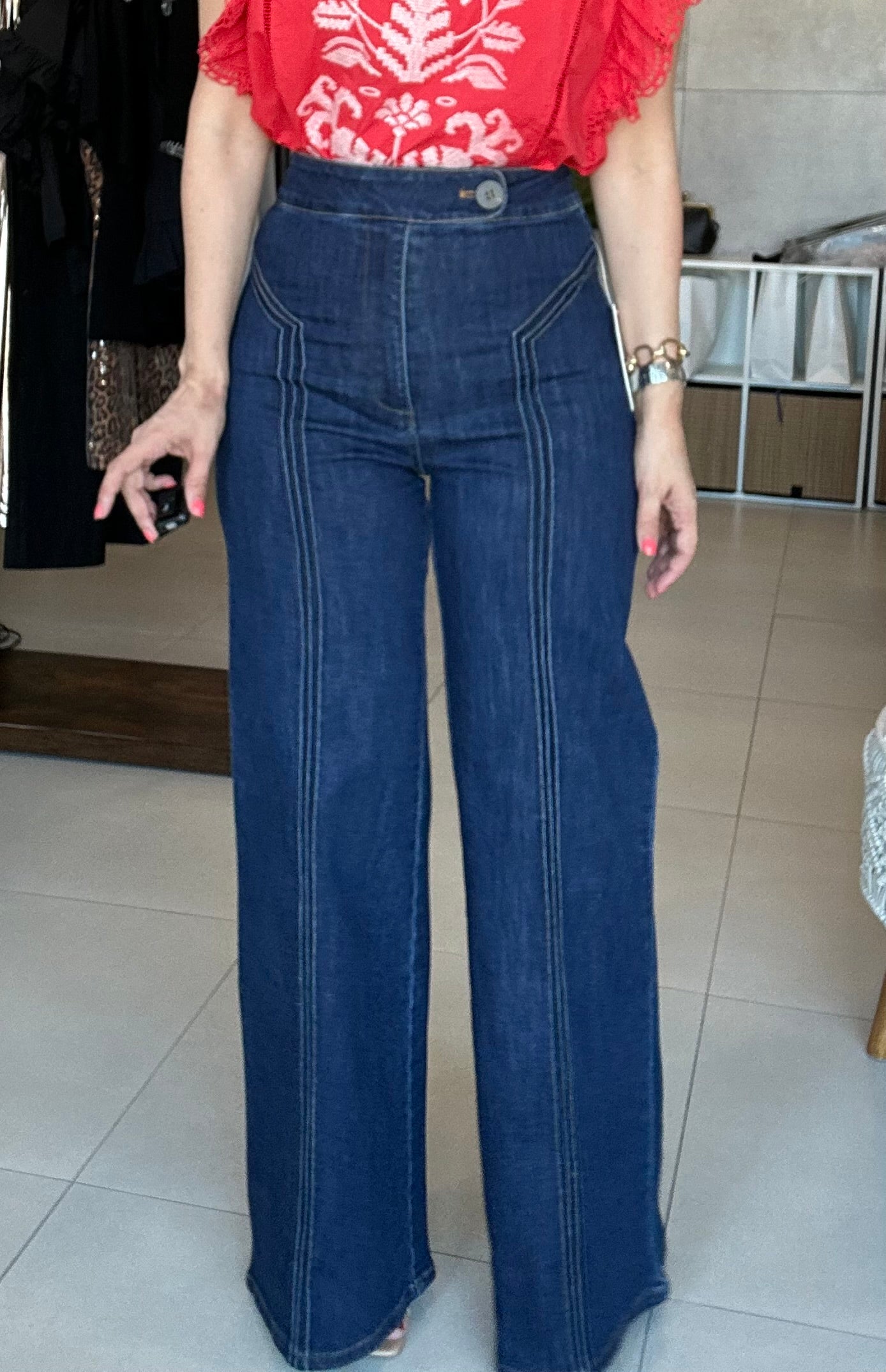 High Waisted Wide Leg Jean