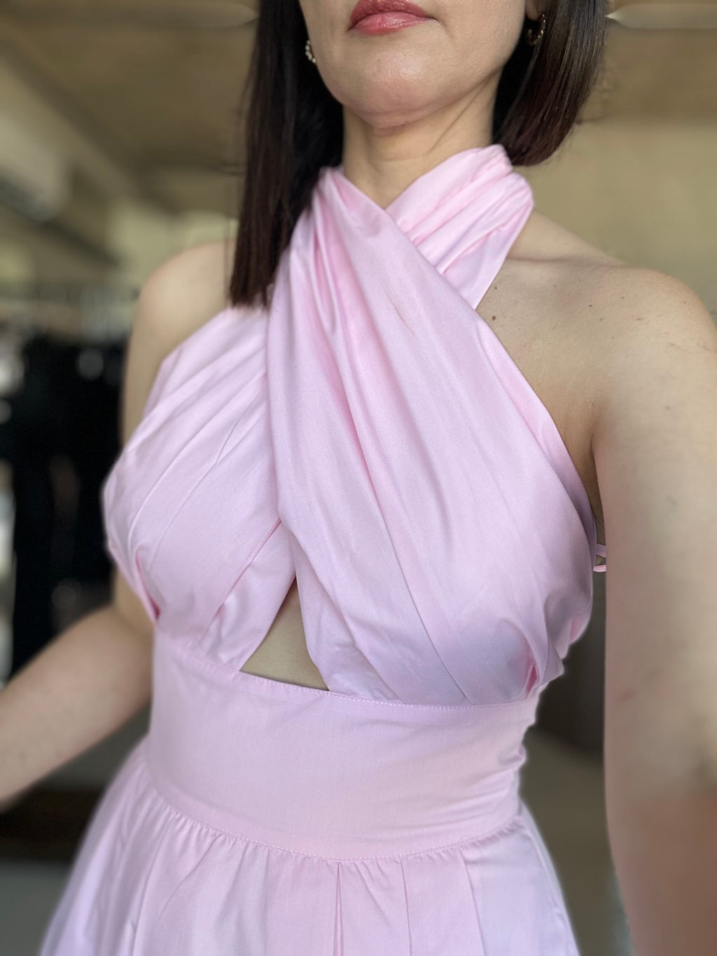 Crossed Halter Maxi Dress