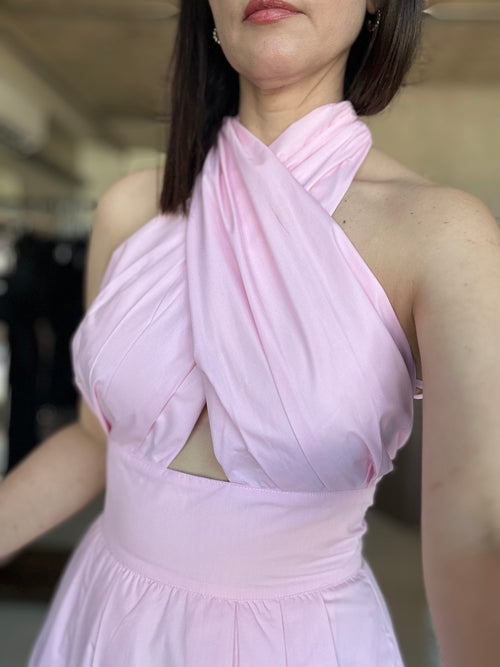 Crossed Halter Maxi Dress