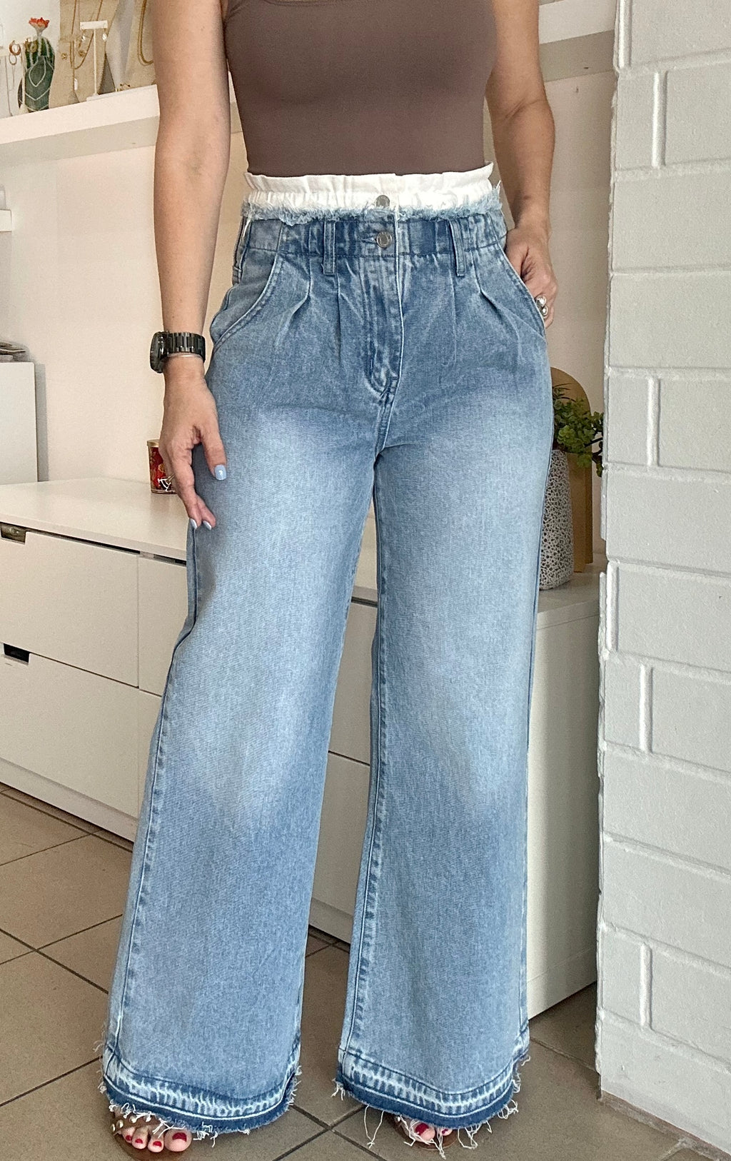 White Waistband Trouser Jean