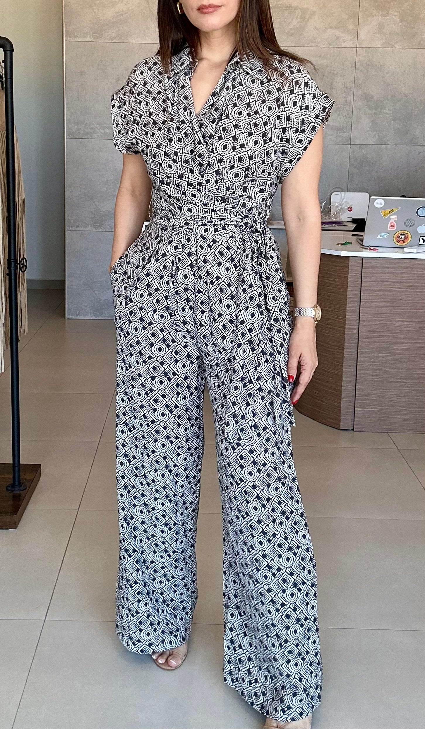 Grey Print Jumpsuit