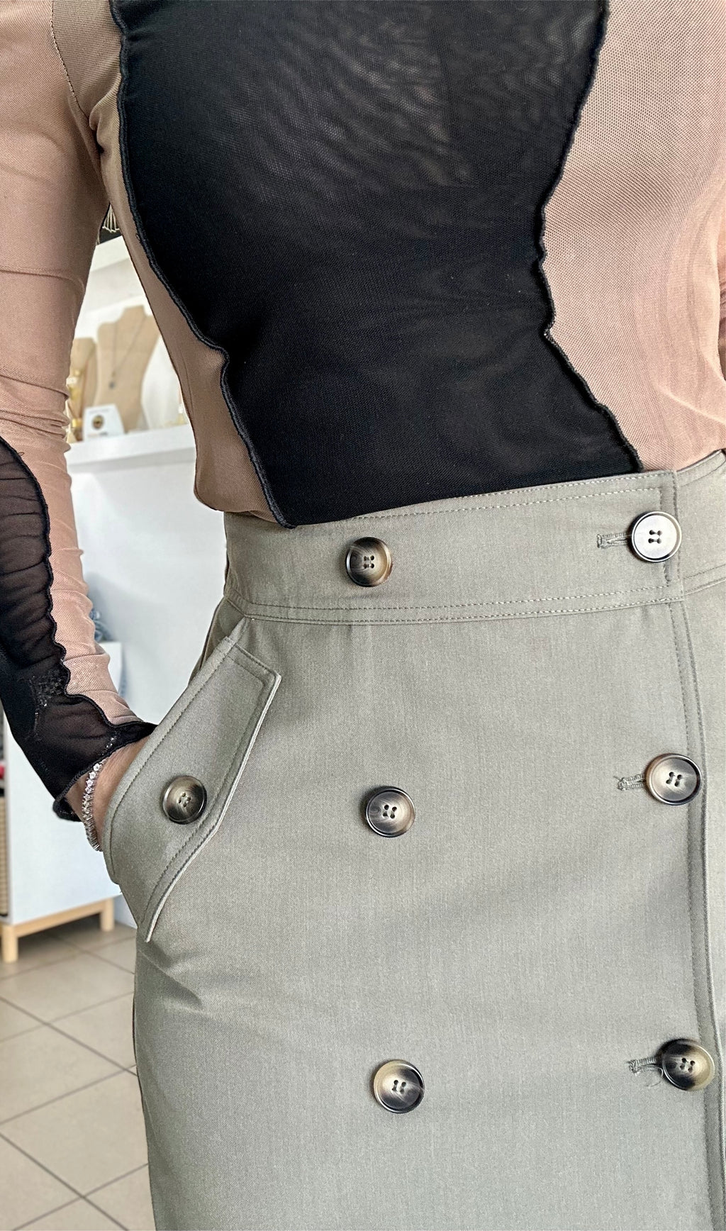Olive Midi Skirt