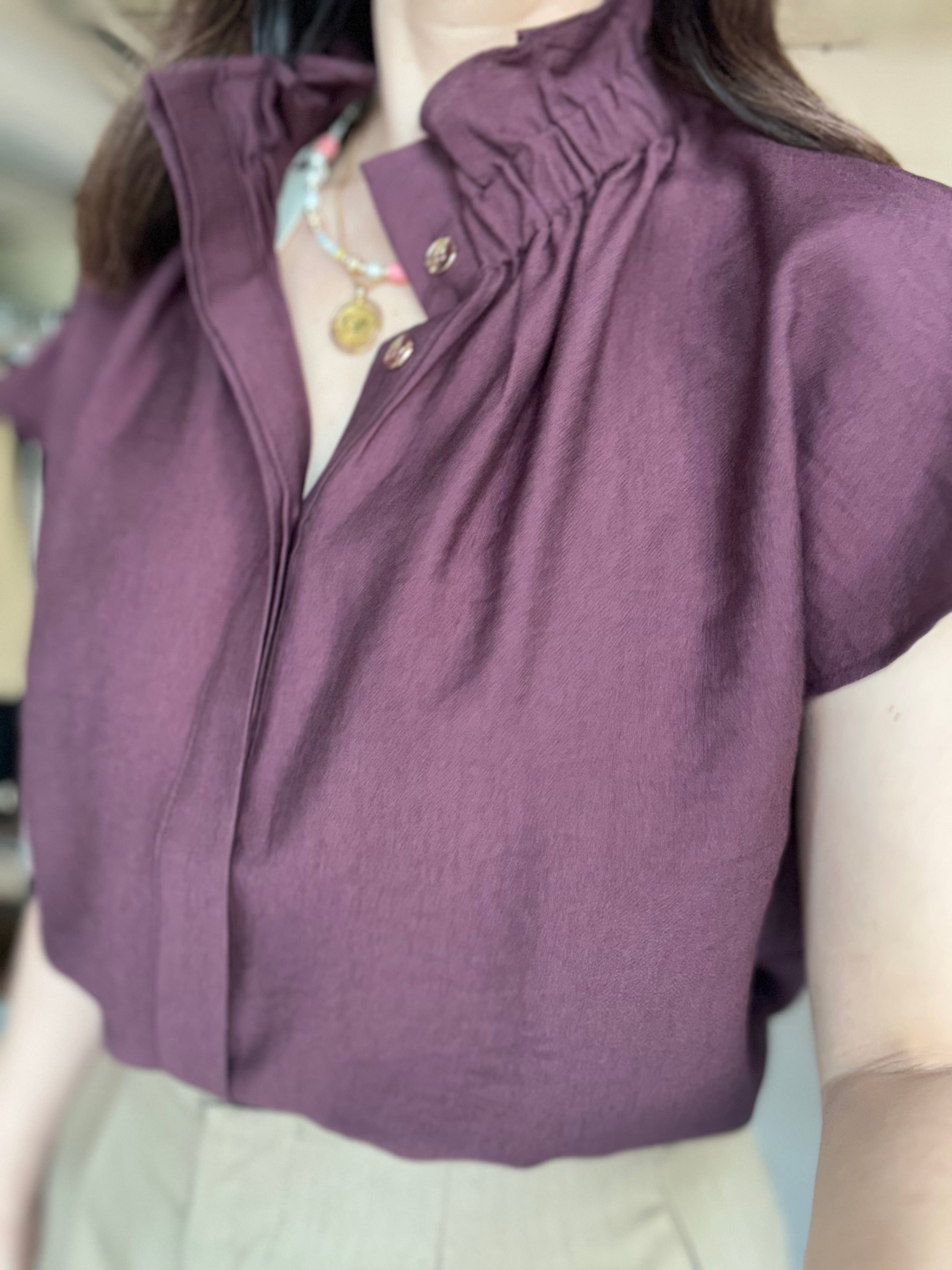 High Neck Burgundy Top
