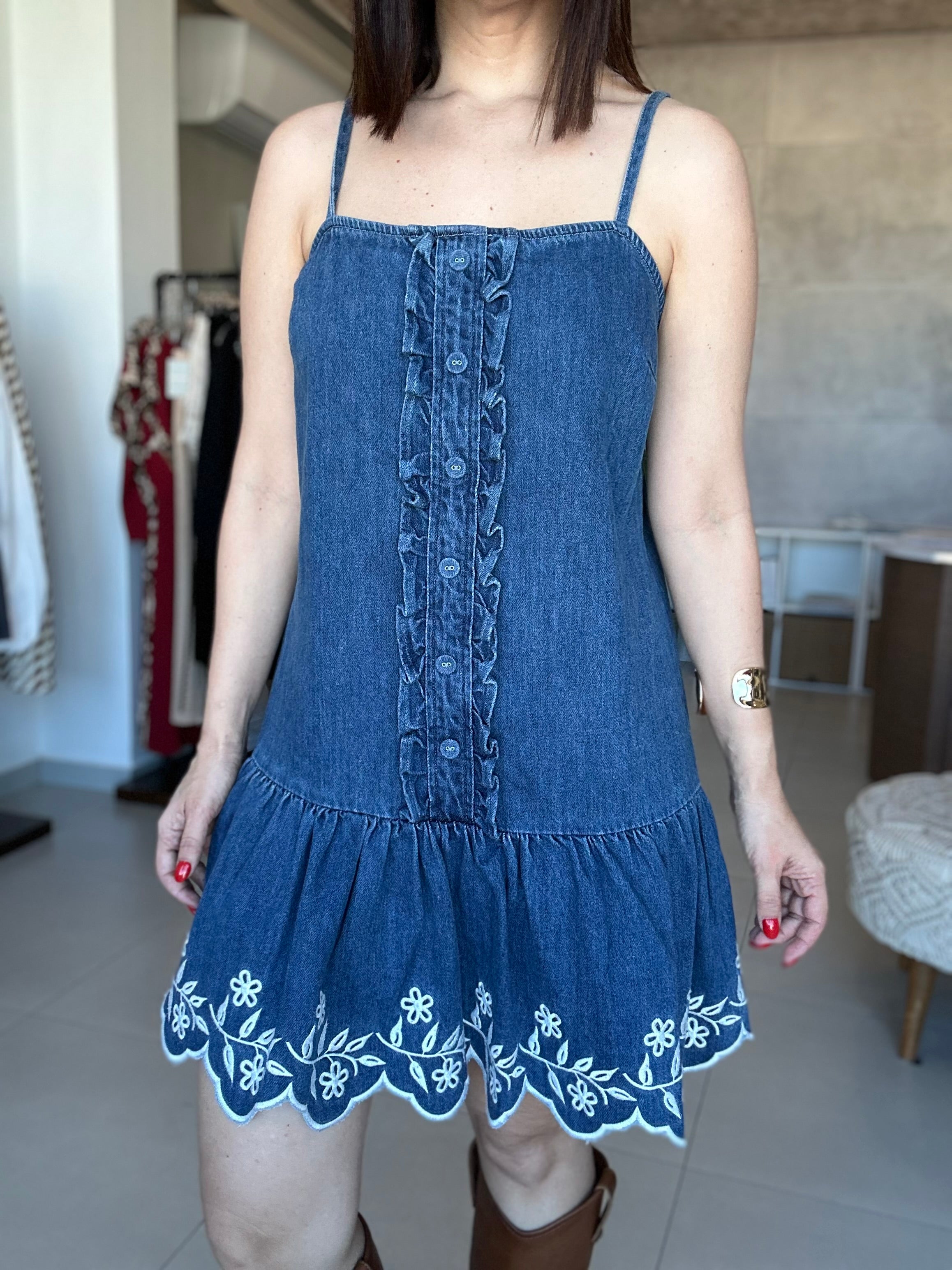 Embroidered Boxy Dress