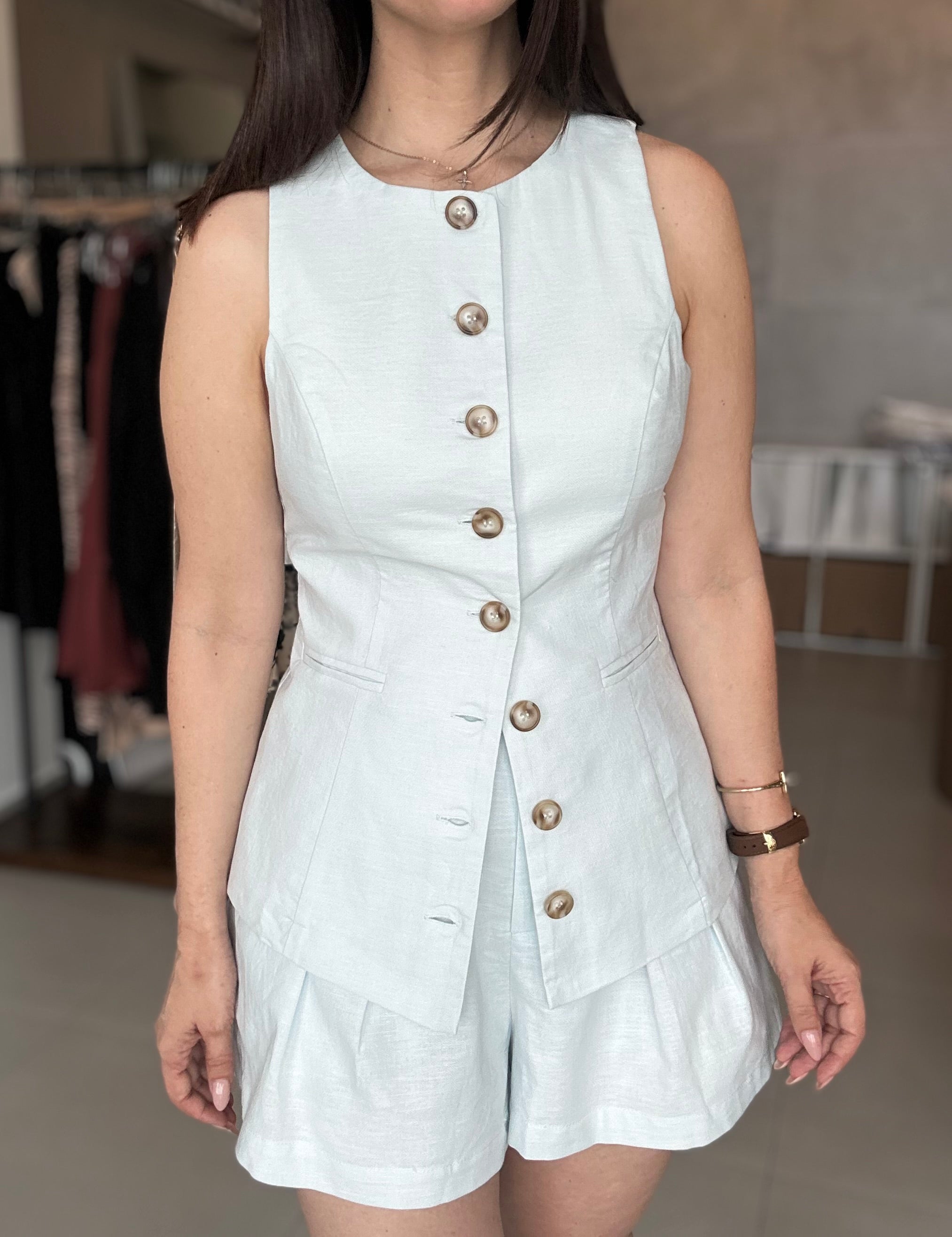 Power Blue Vest+Short Set