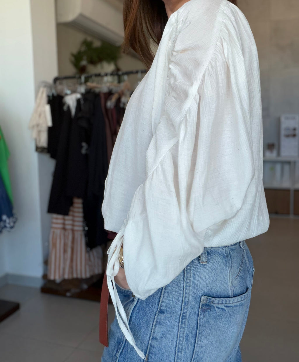 Ruched Sleeve Blouse