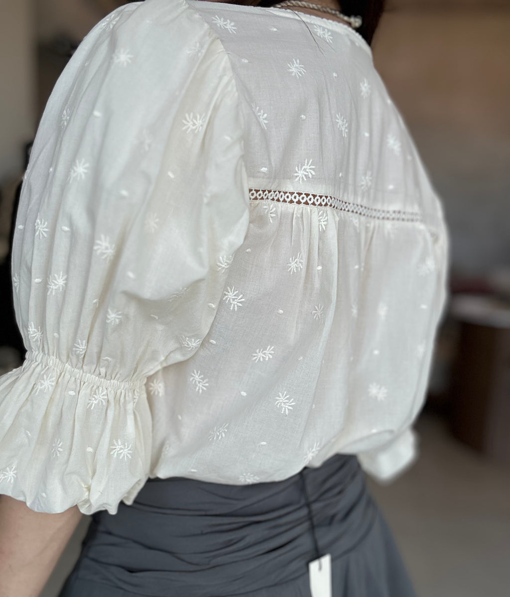 Embroidered Blouse Bodysuit