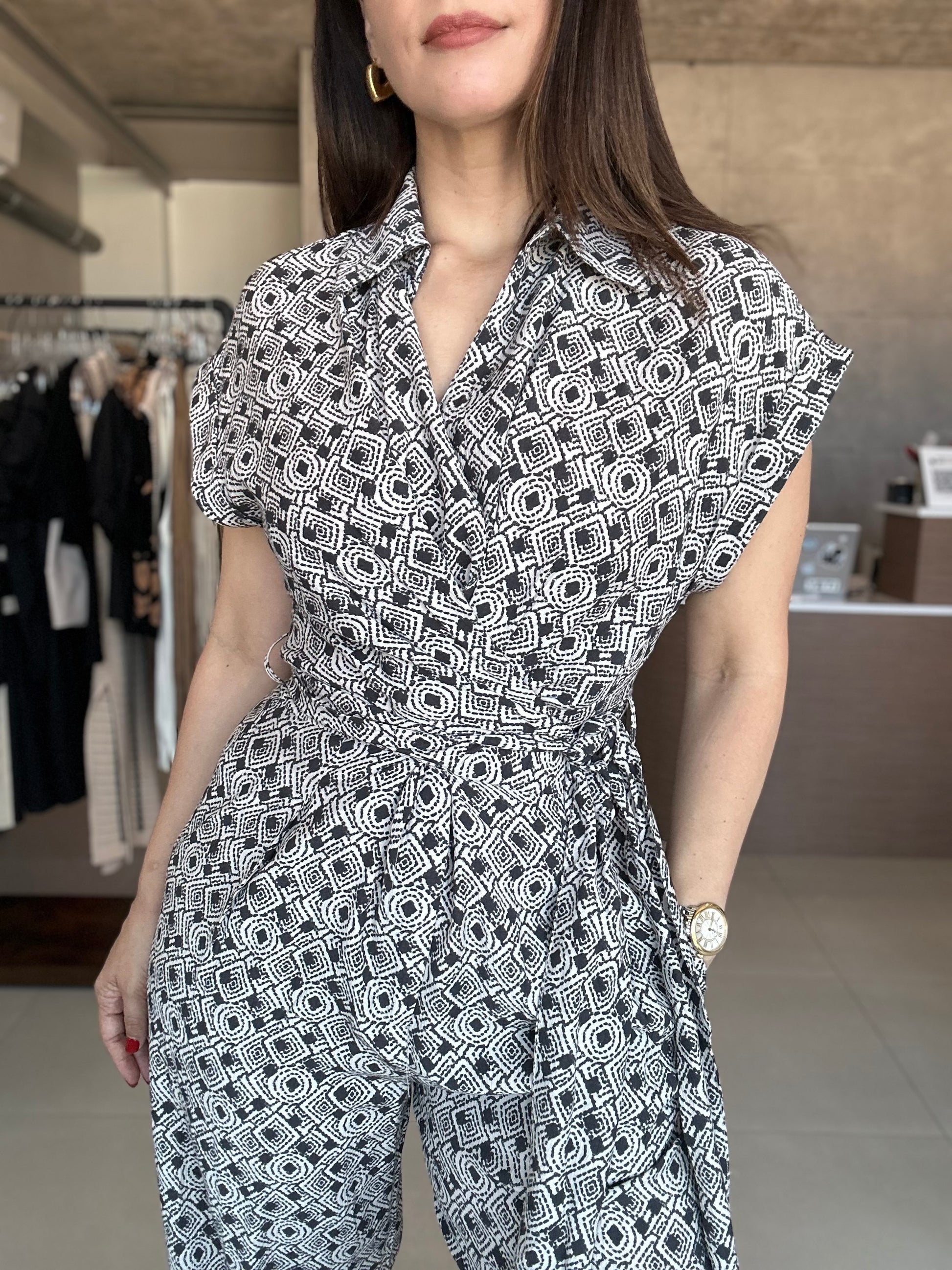 Grey Print Jumpsuit