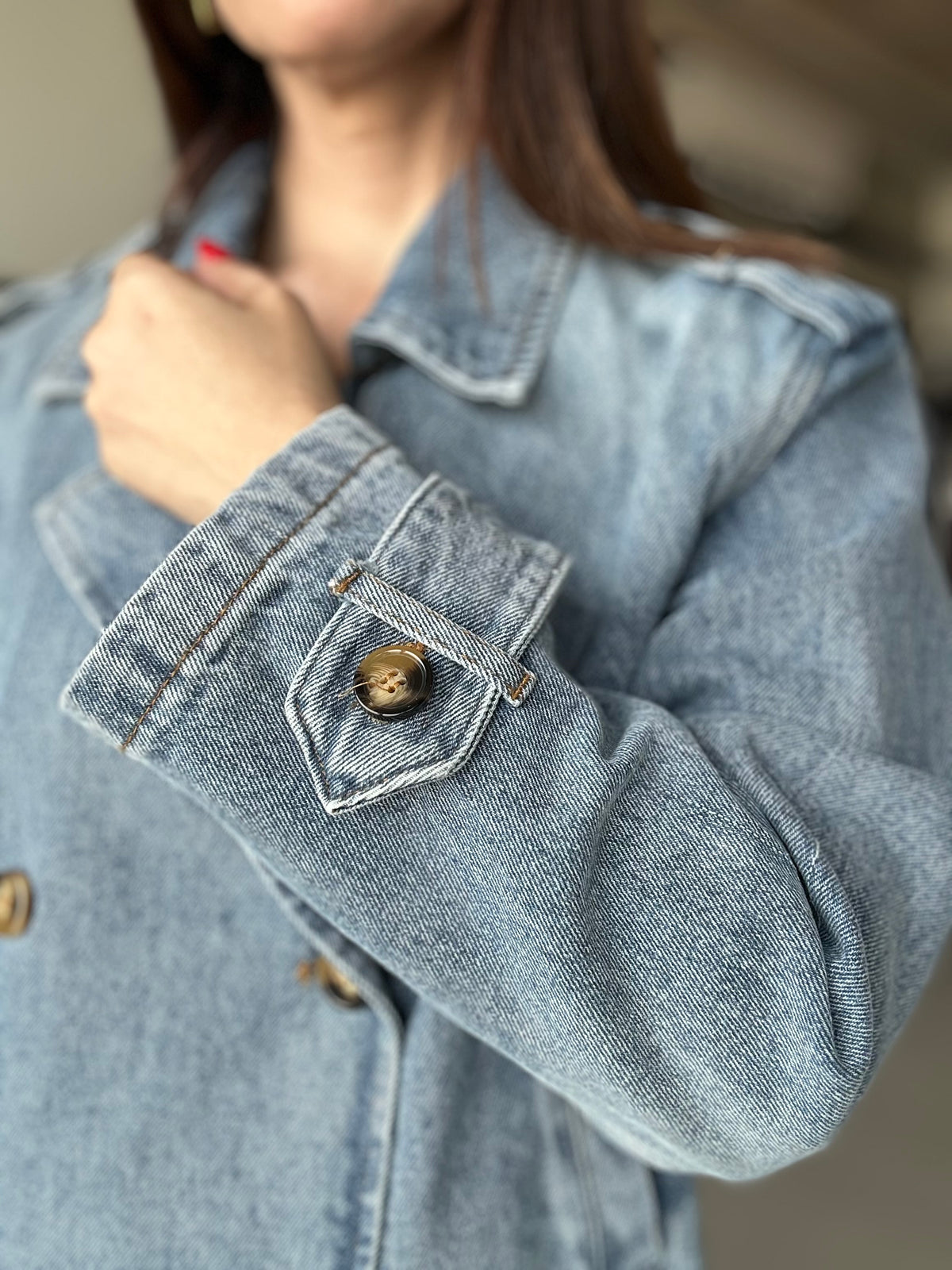 Double Breasted Crop Denim Jacket