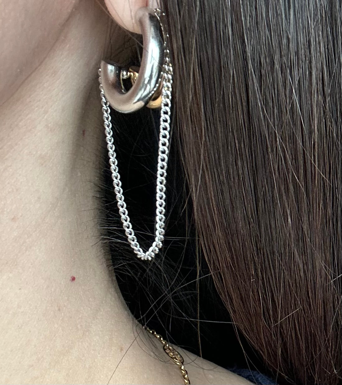 Two Tones Earings (Silver + Gold)