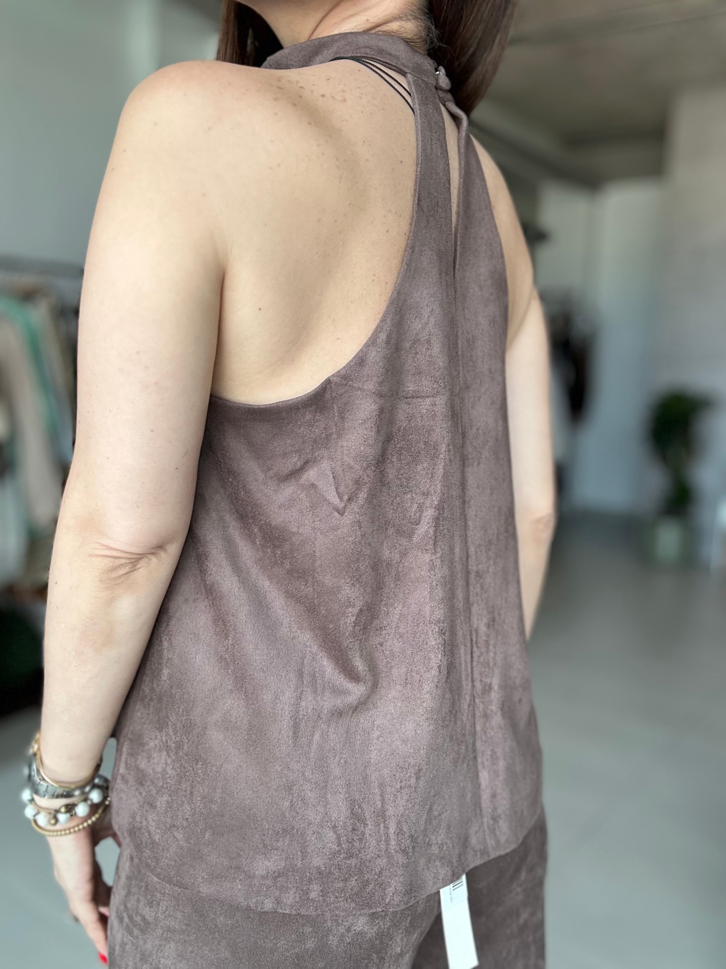 High Neck Top (Brown)