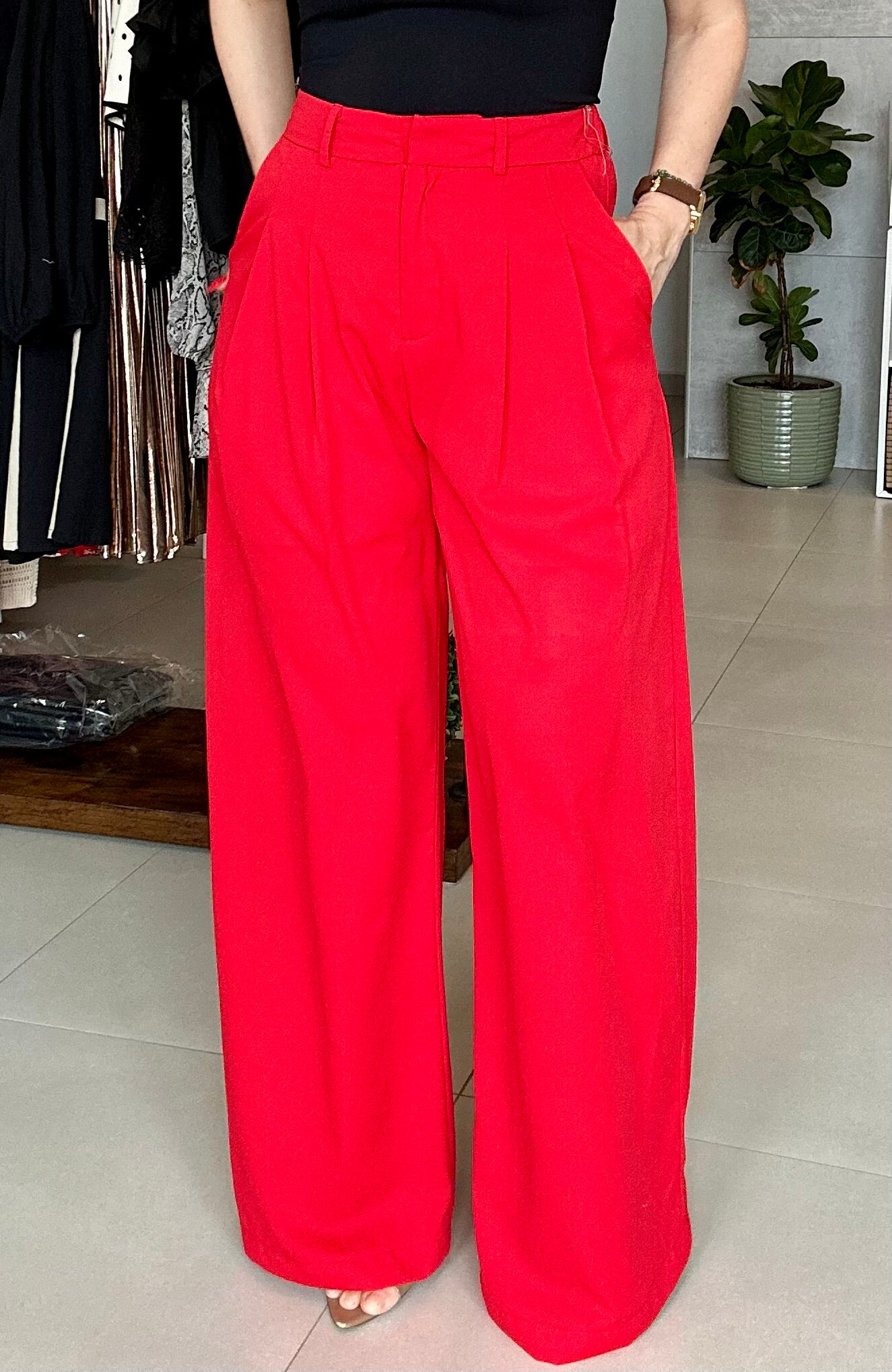 Red Hot Wide Leg Trouser