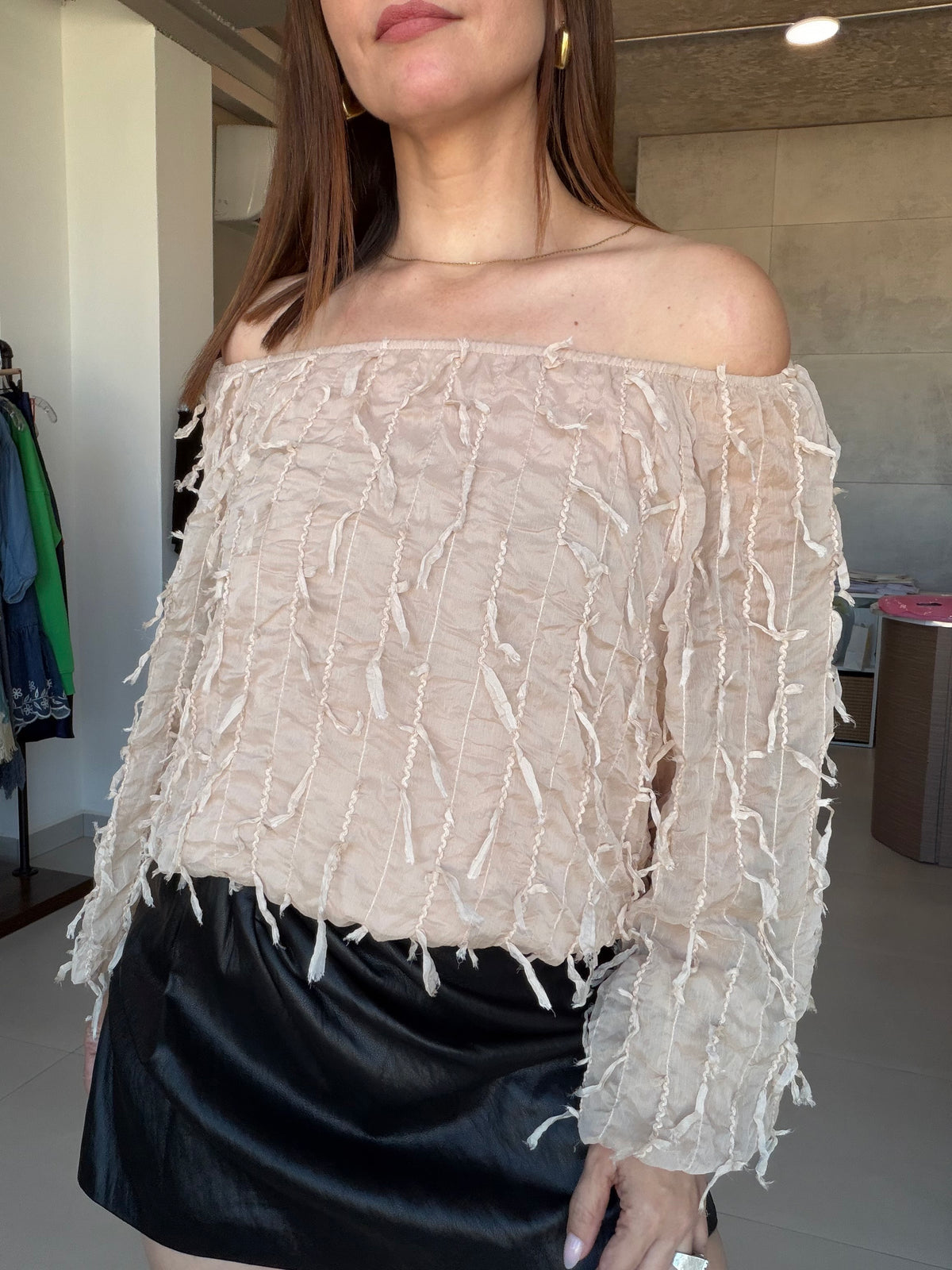 Chiffon Frayed Blouse