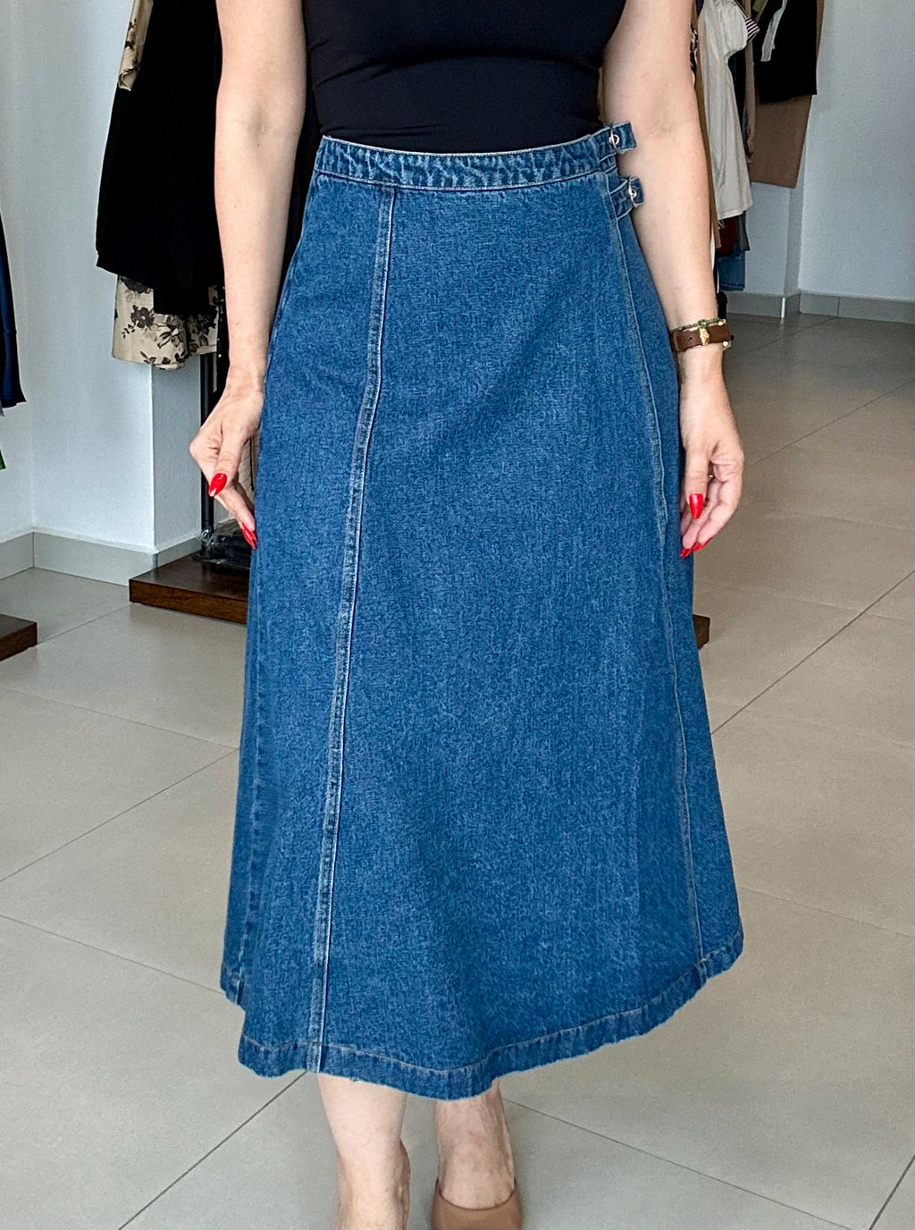 Crossover Denim Skirt